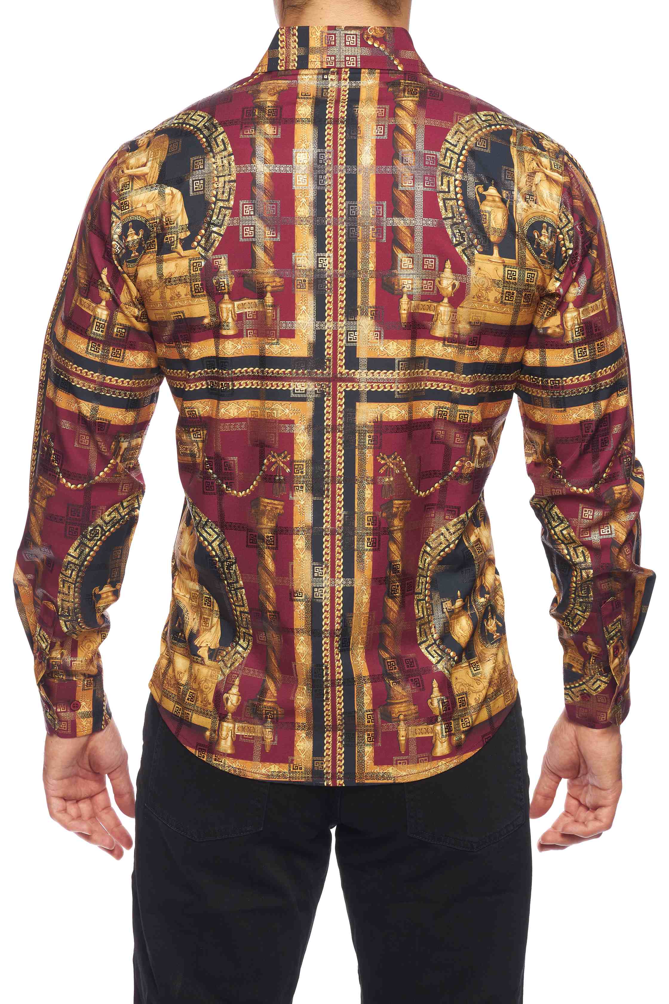 Mens Luxury Brand Printed Silk Like Shirts-HLS2002L-529 - Rodeo Clothing wholesale 