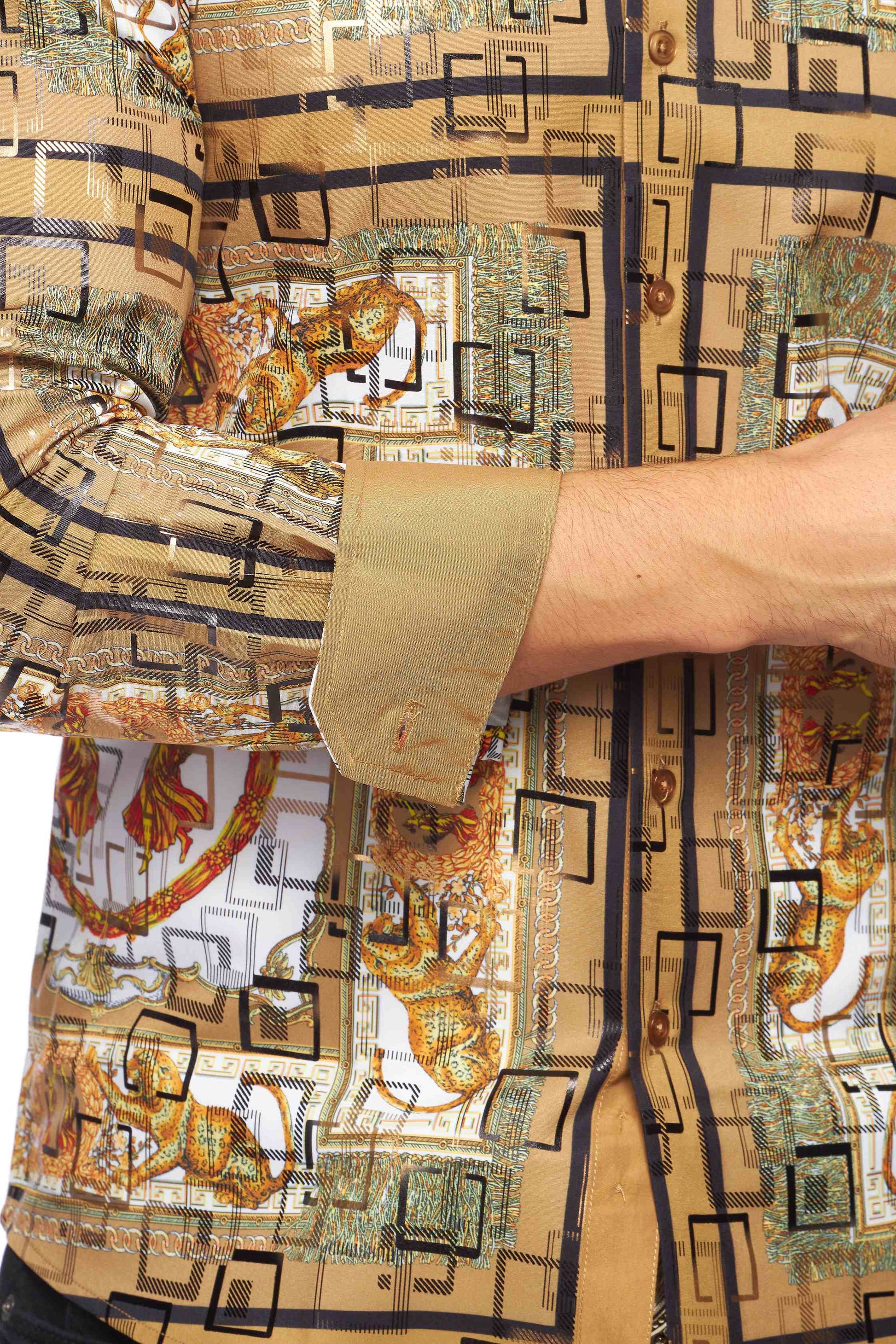Mens Luxury Brand Printed Silk Like Shirts-HLS2002L-535 - Rodeo Clothing wholesale 