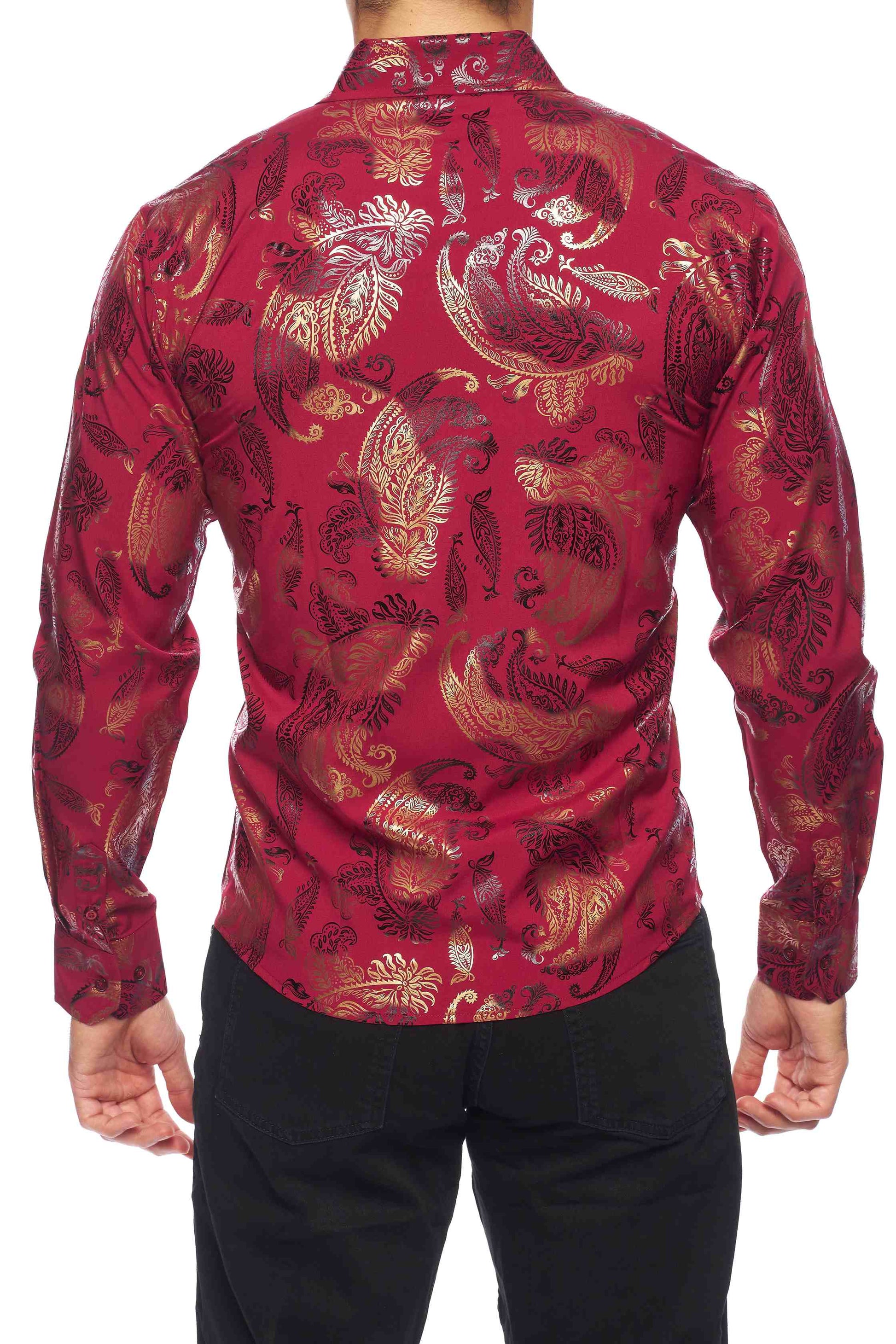Mens Luxury Brand Printed Silk Like Shirts-HLS2002L-526 - Rodeo Clothing wholesale 