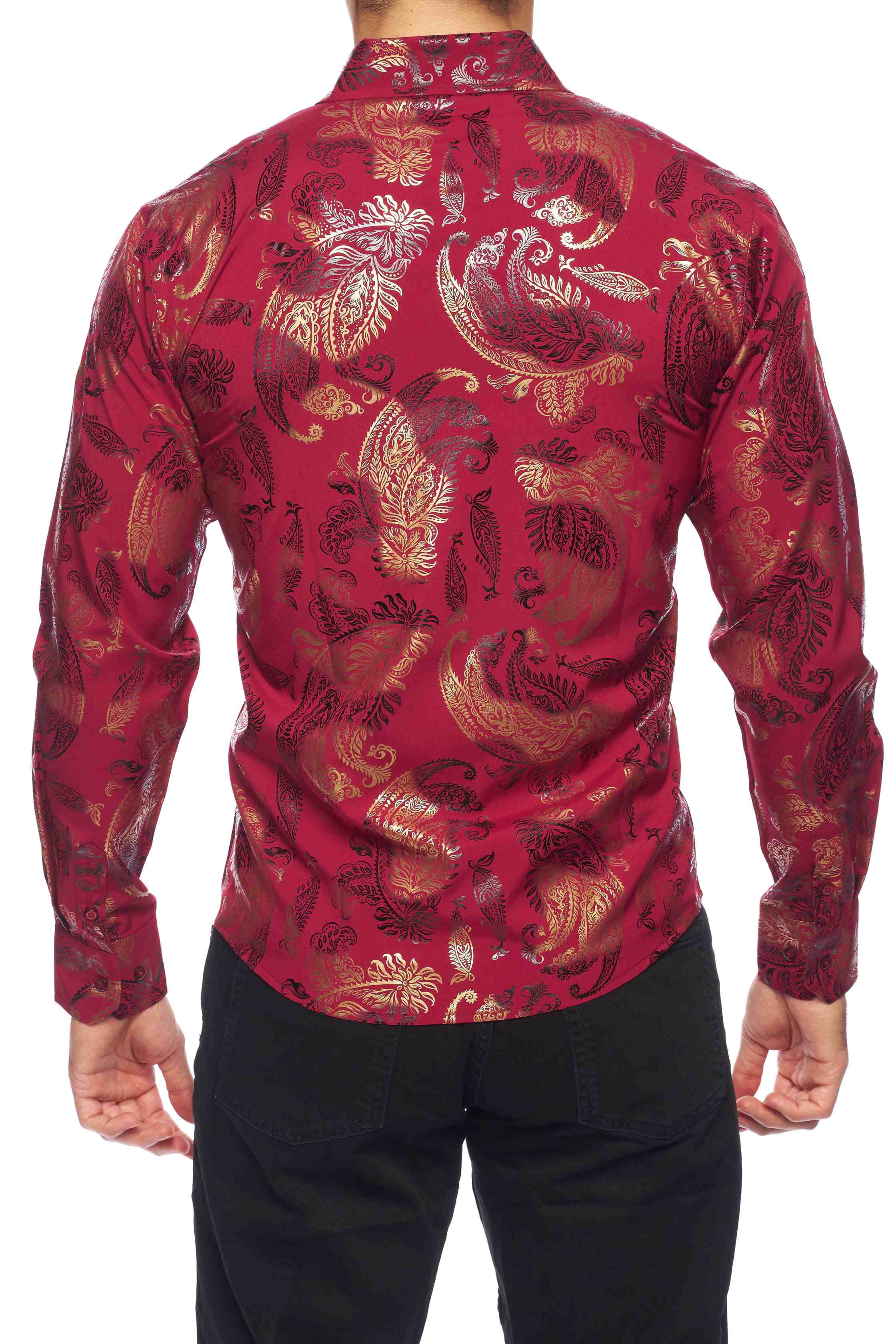 Mens Luxury Brand Printed Silk Like Shirts-HLS2002L-526 - Rodeo Clothing wholesale 