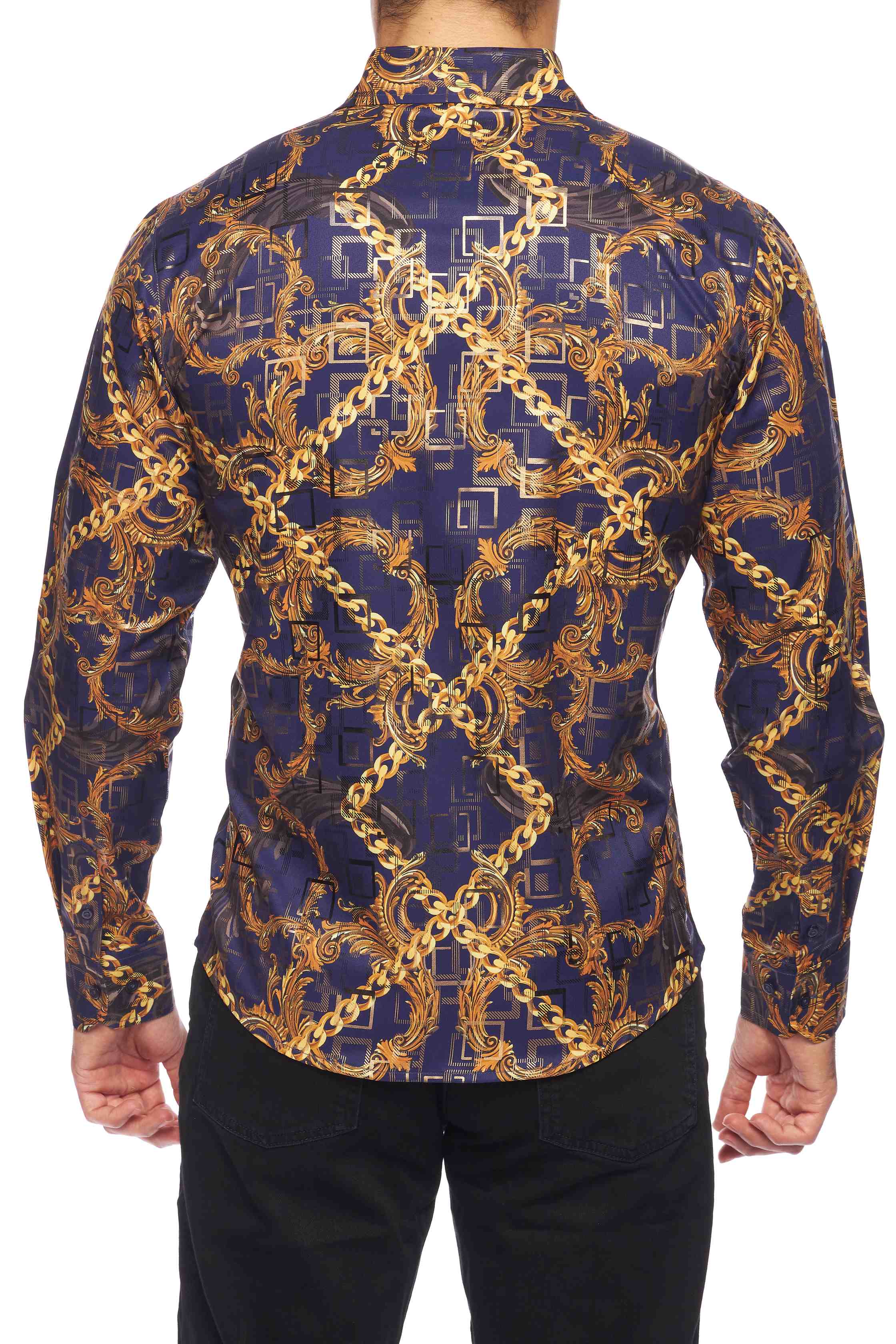 Mens Luxury Brand Printed Silk Like Shirts-HLS2002L-531 - Rodeo Clothing wholesale 