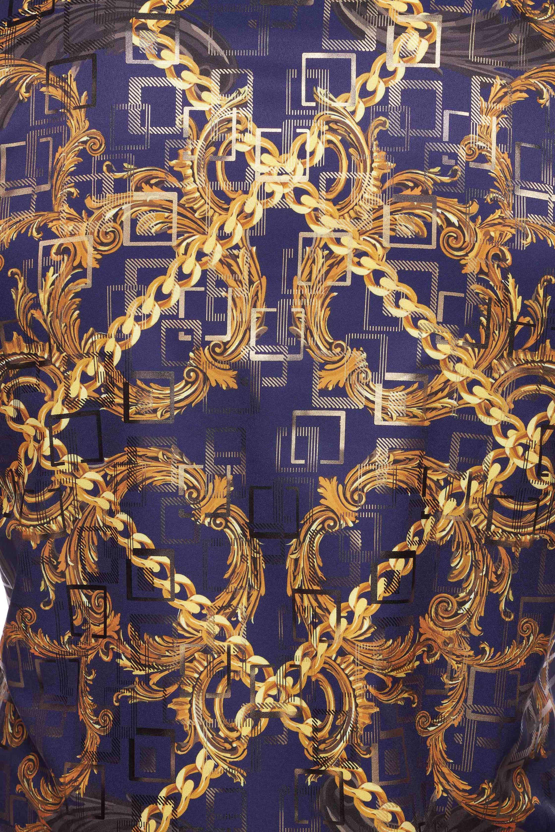 Mens Luxury Brand Printed Silk Like Shirts-HLS2002L-531 - Rodeo Clothing wholesale 