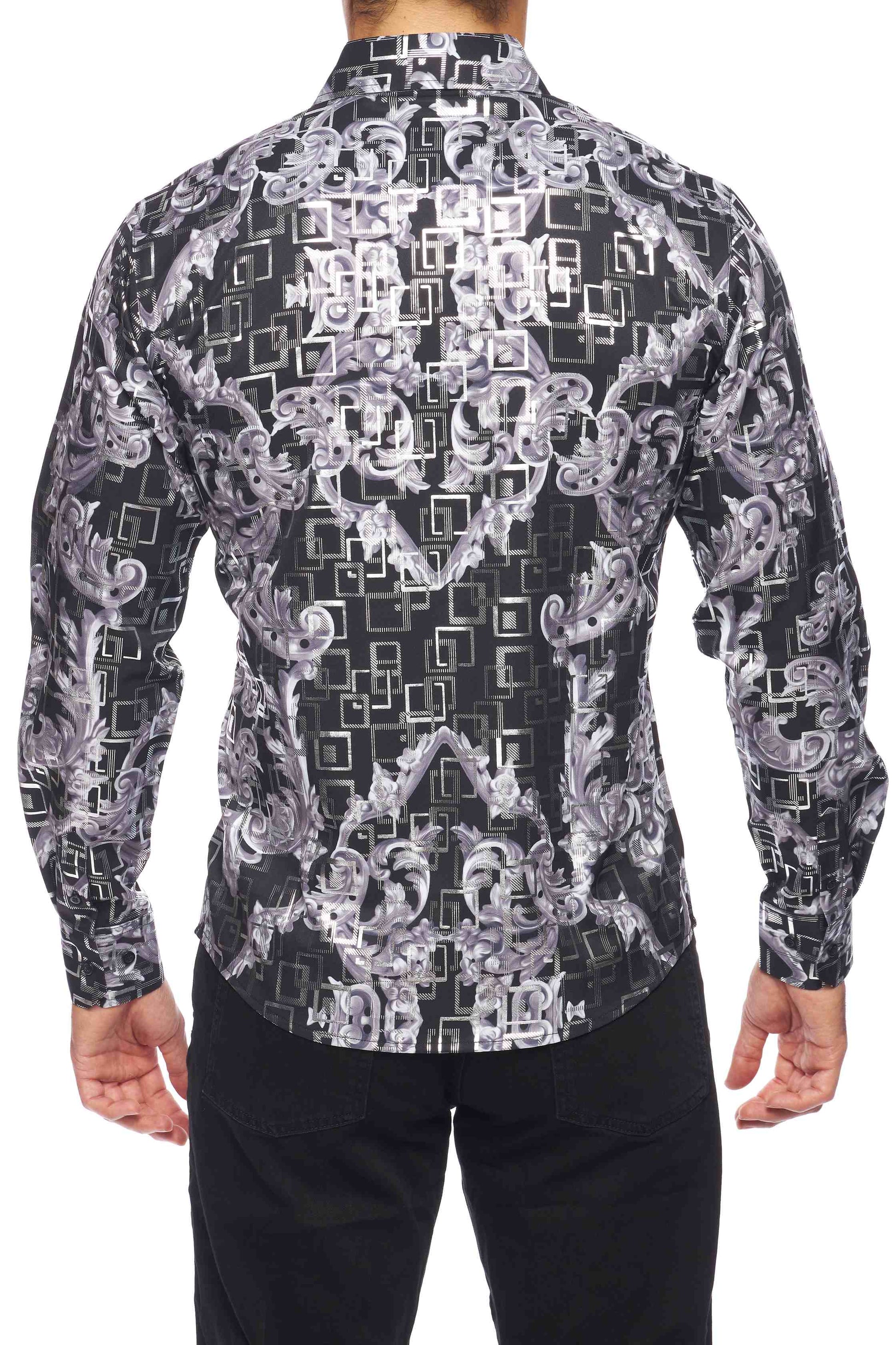 Mens Luxury Brand Printed Silk Like Shirts-HLS2002L-515 - Rodeo Clothing wholesale 