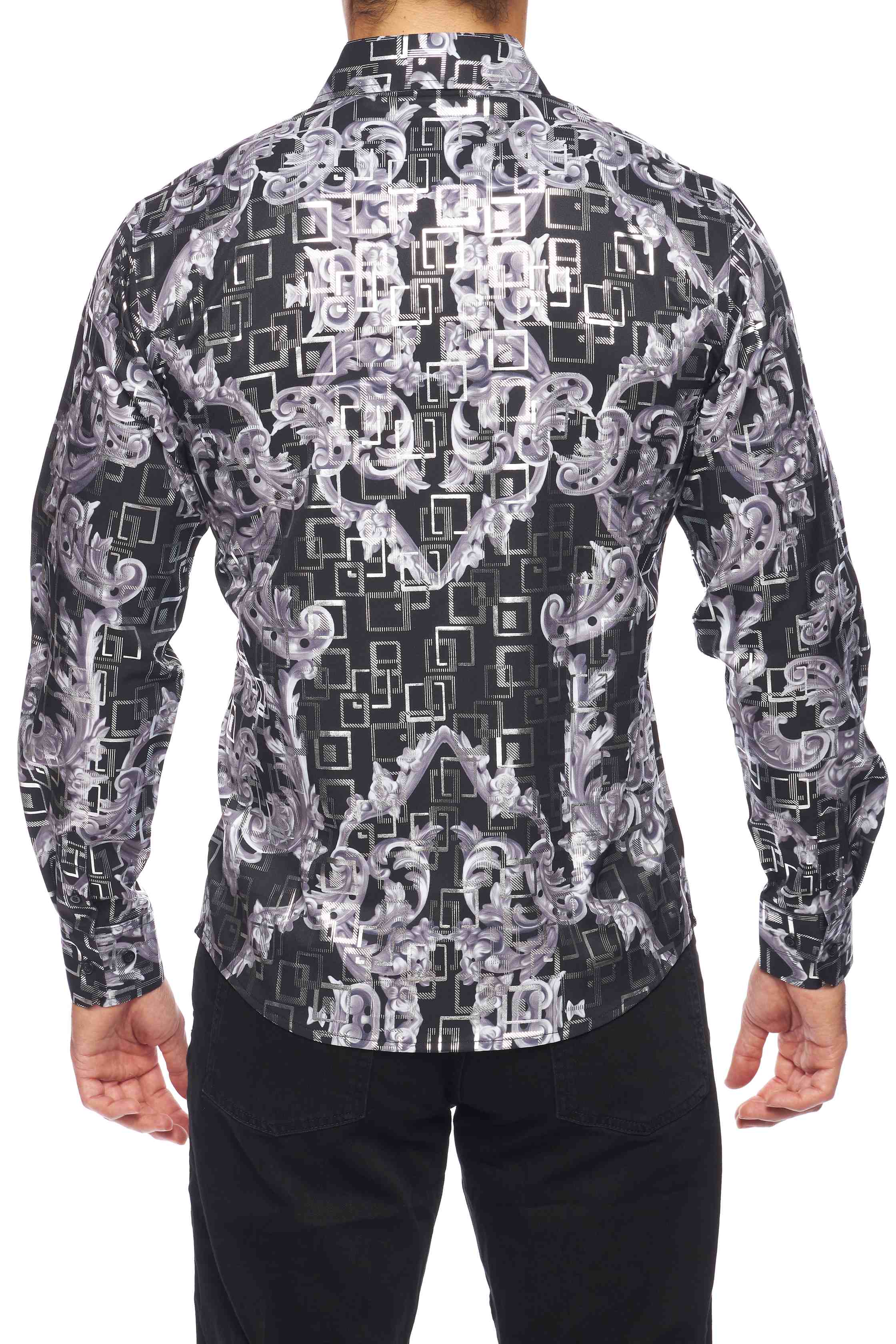 Mens Luxury Brand Printed Silk Like Shirts-HLS2002L-515 - Rodeo Clothing wholesale 