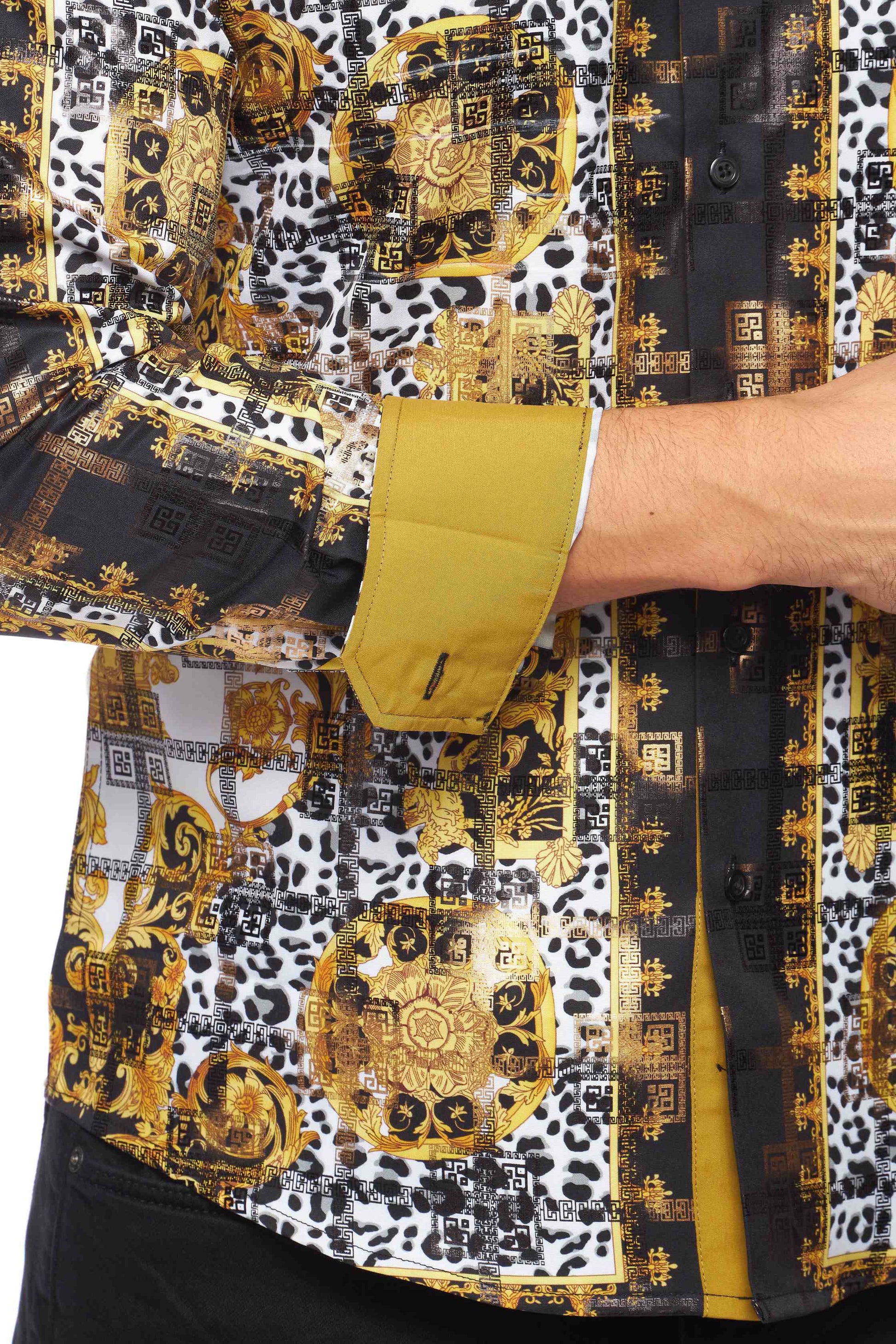 Mens Luxury Brand Printed Silk Like Shirts-HLS2002L-519 - Rodeo Clothing wholesale 