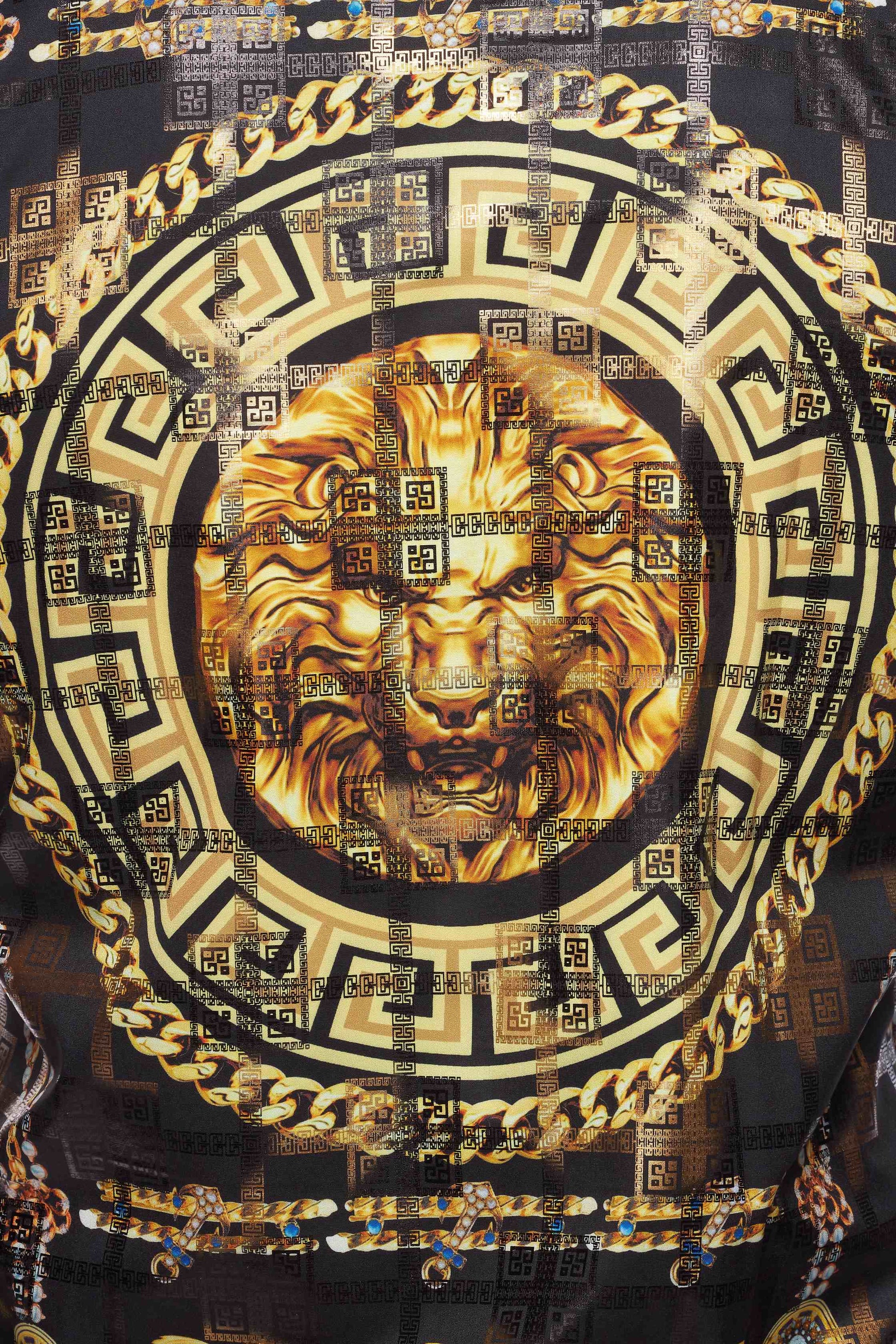 Mens Luxury Brand Printed Silk Like Shirts-HLS2002L-524 - Rodeo Clothing wholesale 