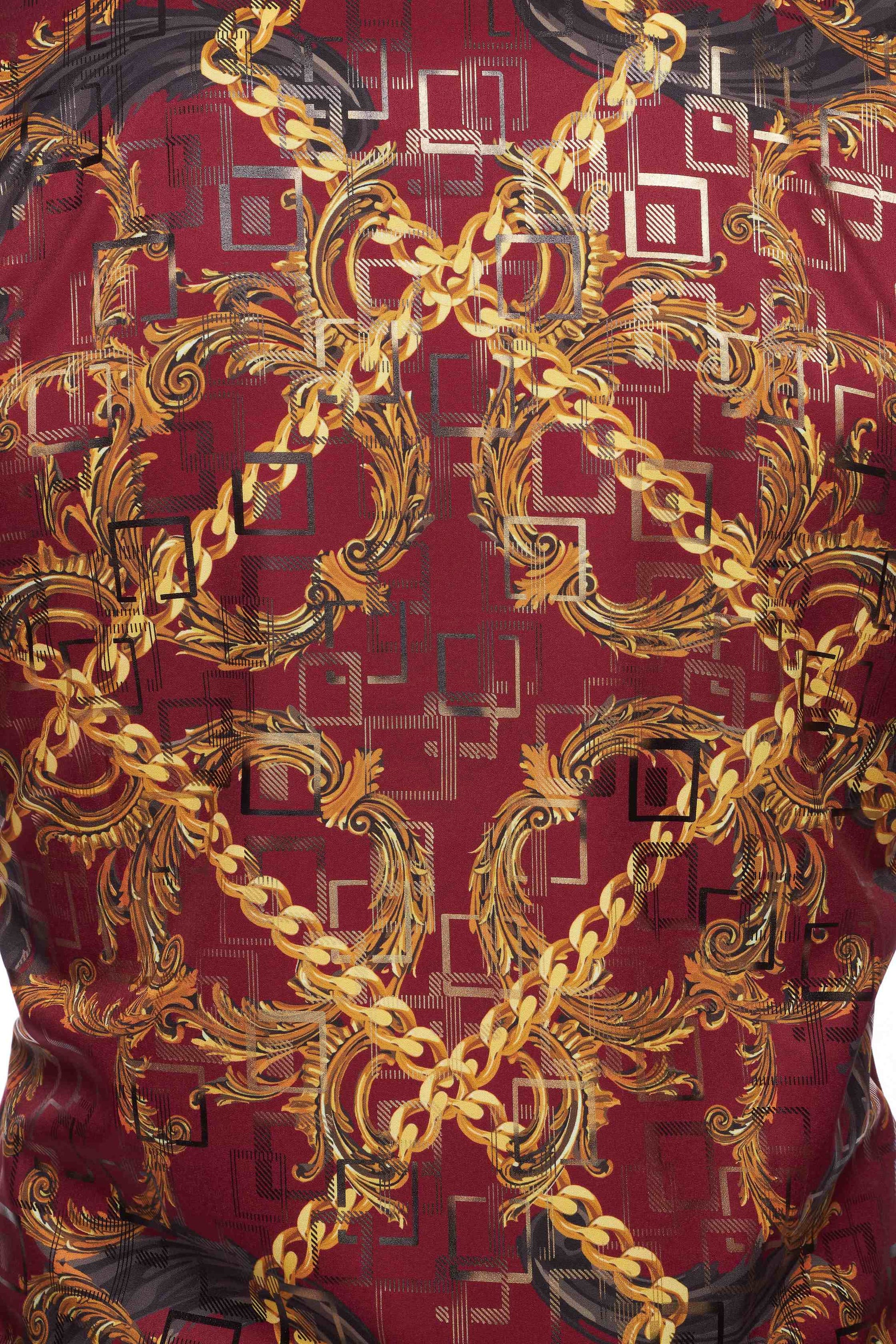 Mens Luxury Brand Printed Silk Like Shirts-HLS2002L-532 - Rodeo Clothing wholesale 