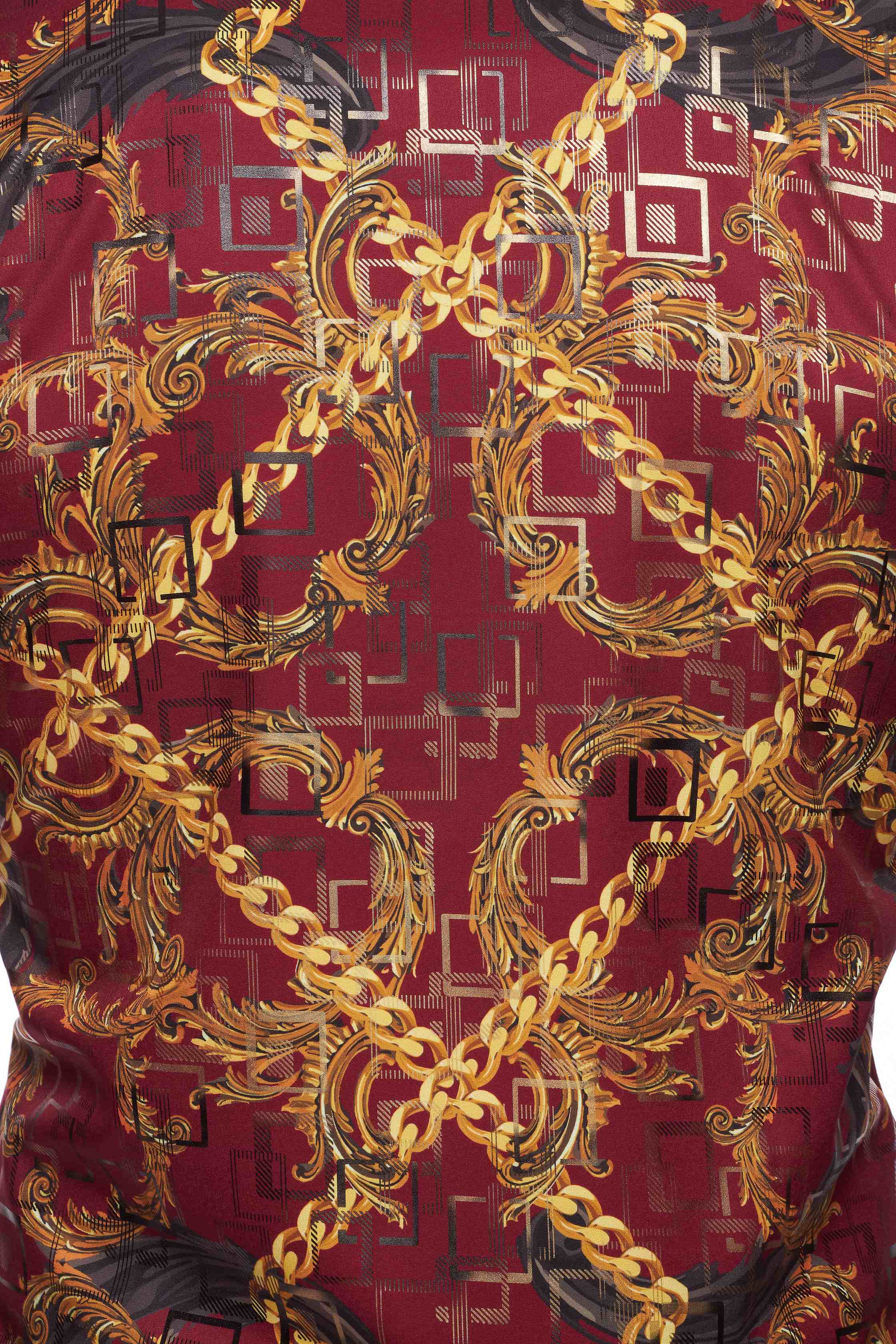 Mens Luxury Brand Printed Silk Like Shirts-HLS2002L-532 - Rodeo Clothing wholesale 