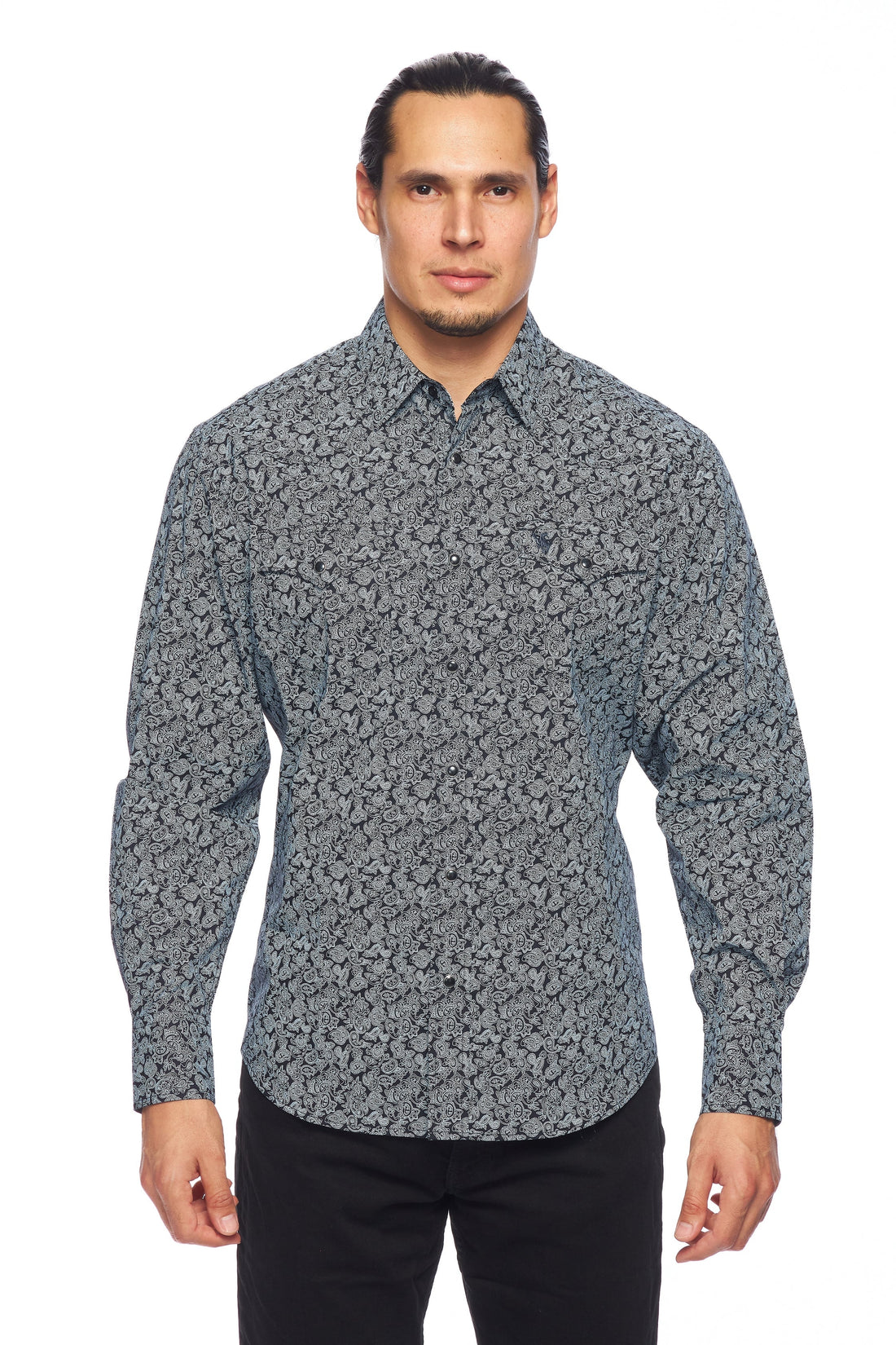 Men's Western Pearl Snap Print Shirt-PS100L-170 - Rodeo Clothing wholesale 