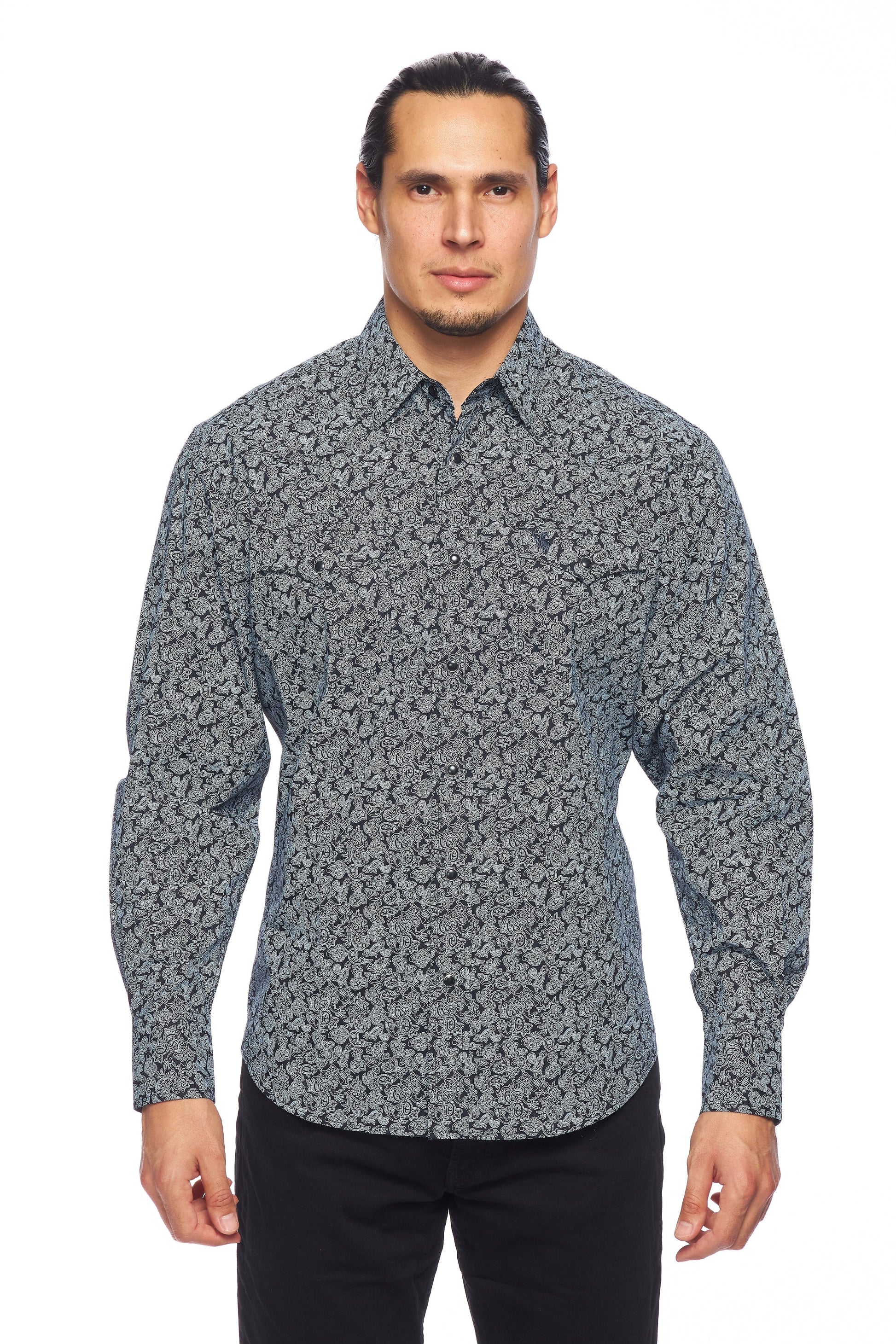 Men's Western Pearl Snap Print Shirt-PS100L-170 - Rodeo Clothing wholesale 