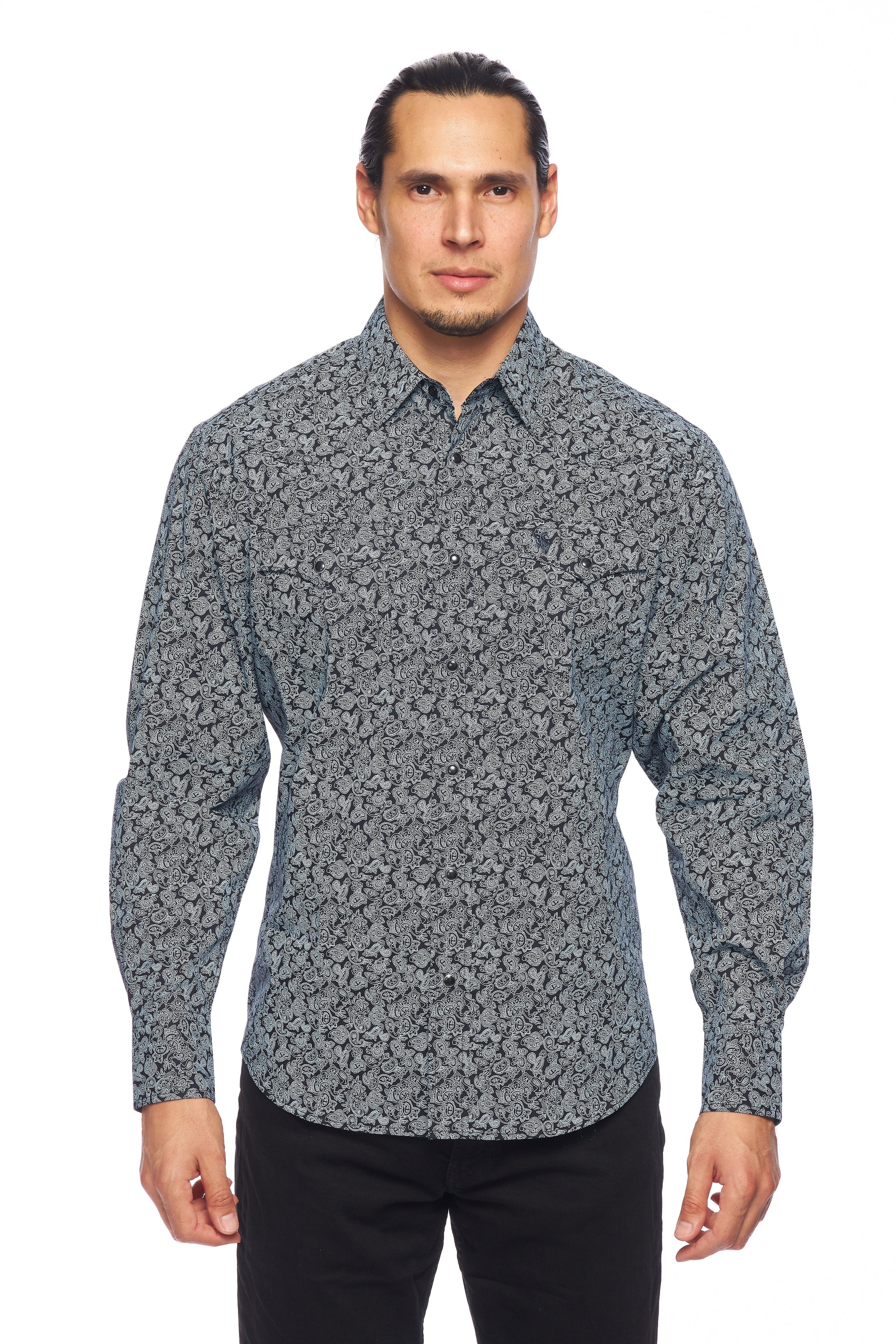 Men's Western Pearl Snap Print Shirt-PS100L-170 - Rodeo Clothing wholesale 