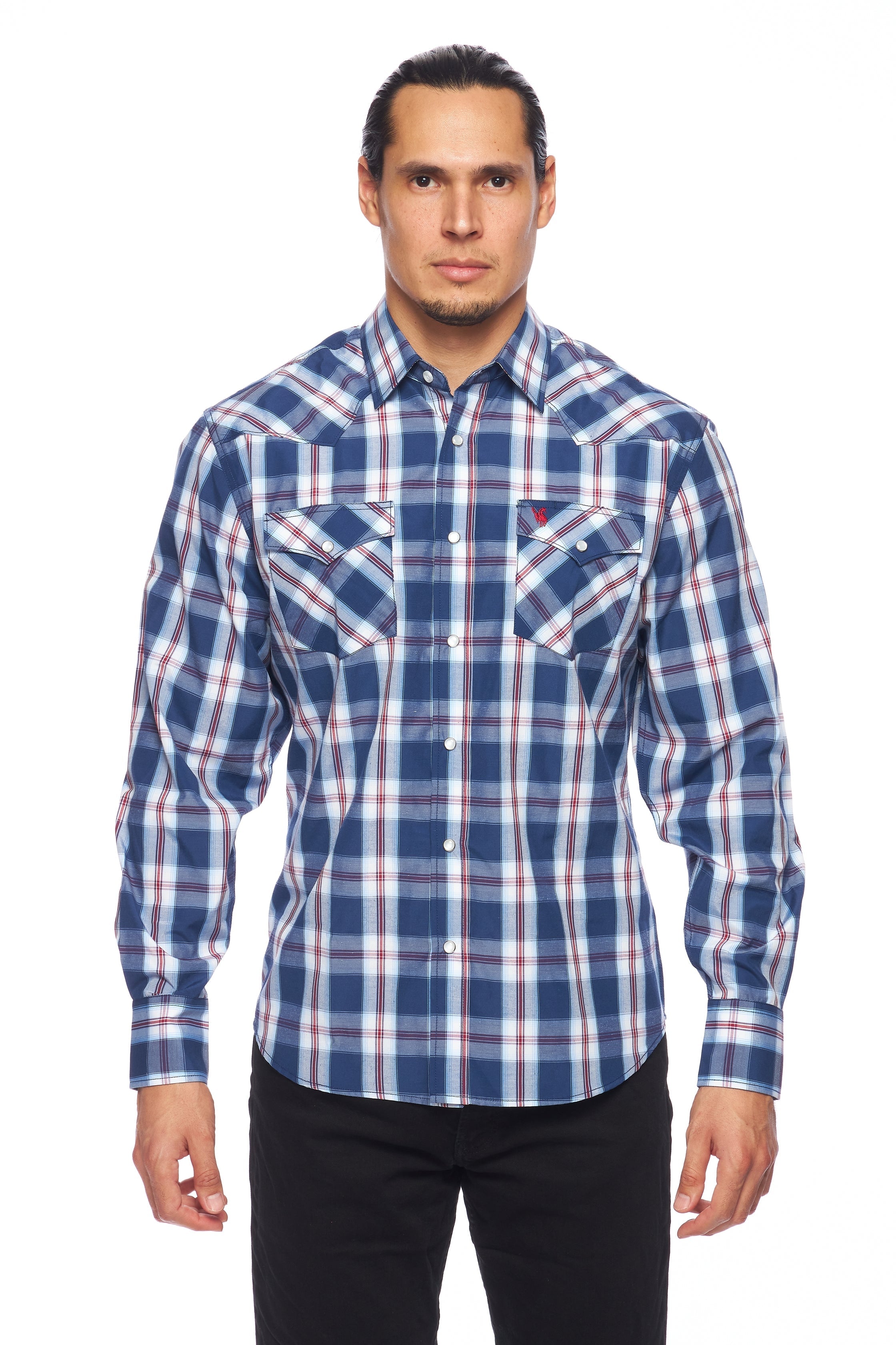 Men's Western Long Sleeve Pearl Snap Plaid Shirt-PS400-403 - Rodeo Clothing wholesale 
