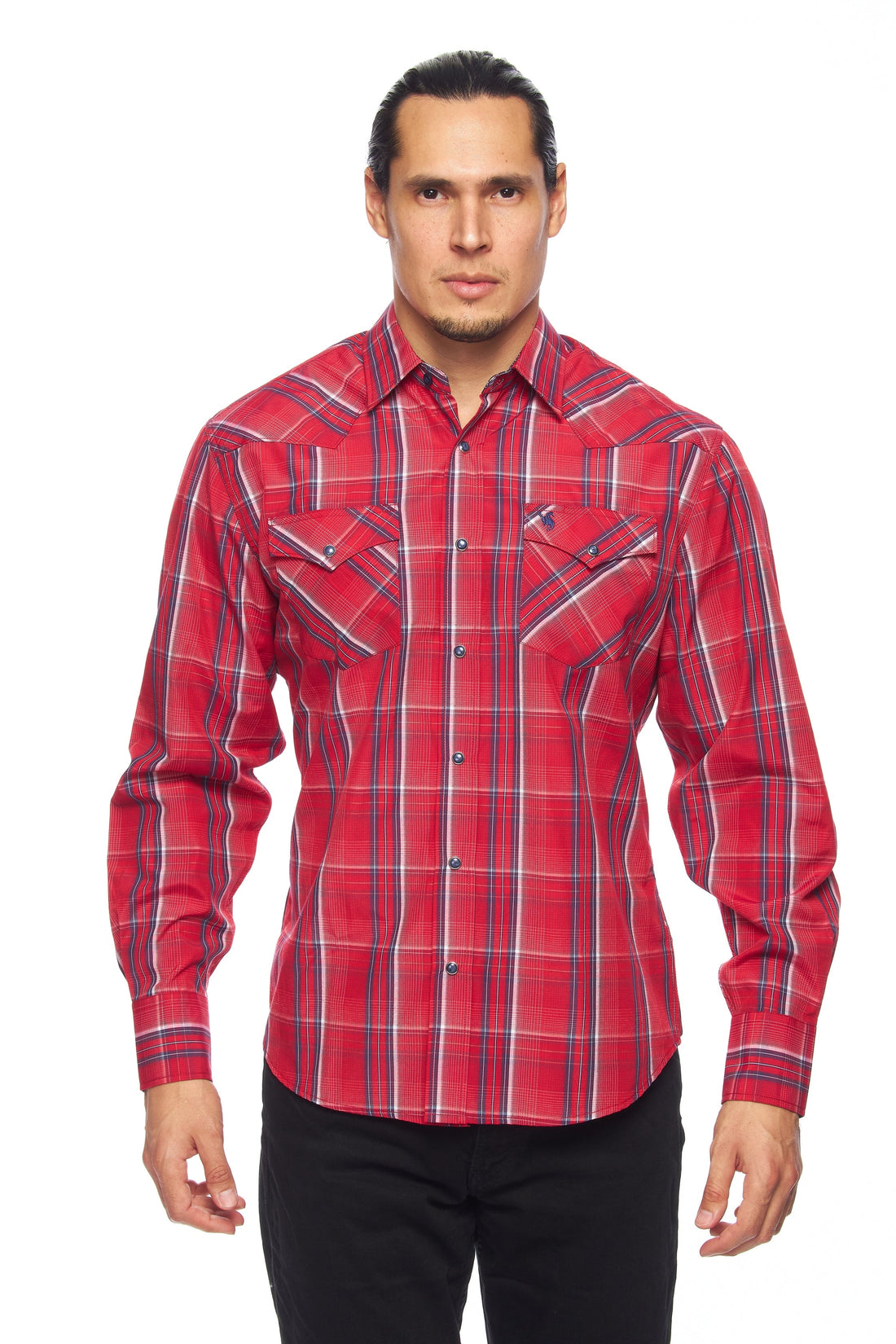 Men's Western Long Sleeve Pearl Snap Plaid Shirt-PS400-407 - Rodeo Clothing wholesale 