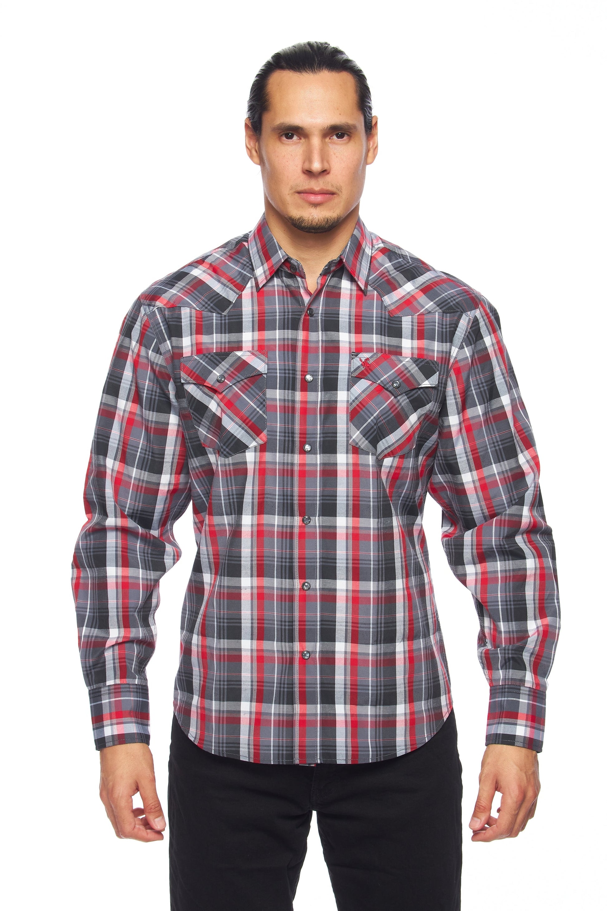Men's Western Long Sleeve Pearl Snap Plaid Shirt-PS400-402 - Rodeo Clothing wholesale 