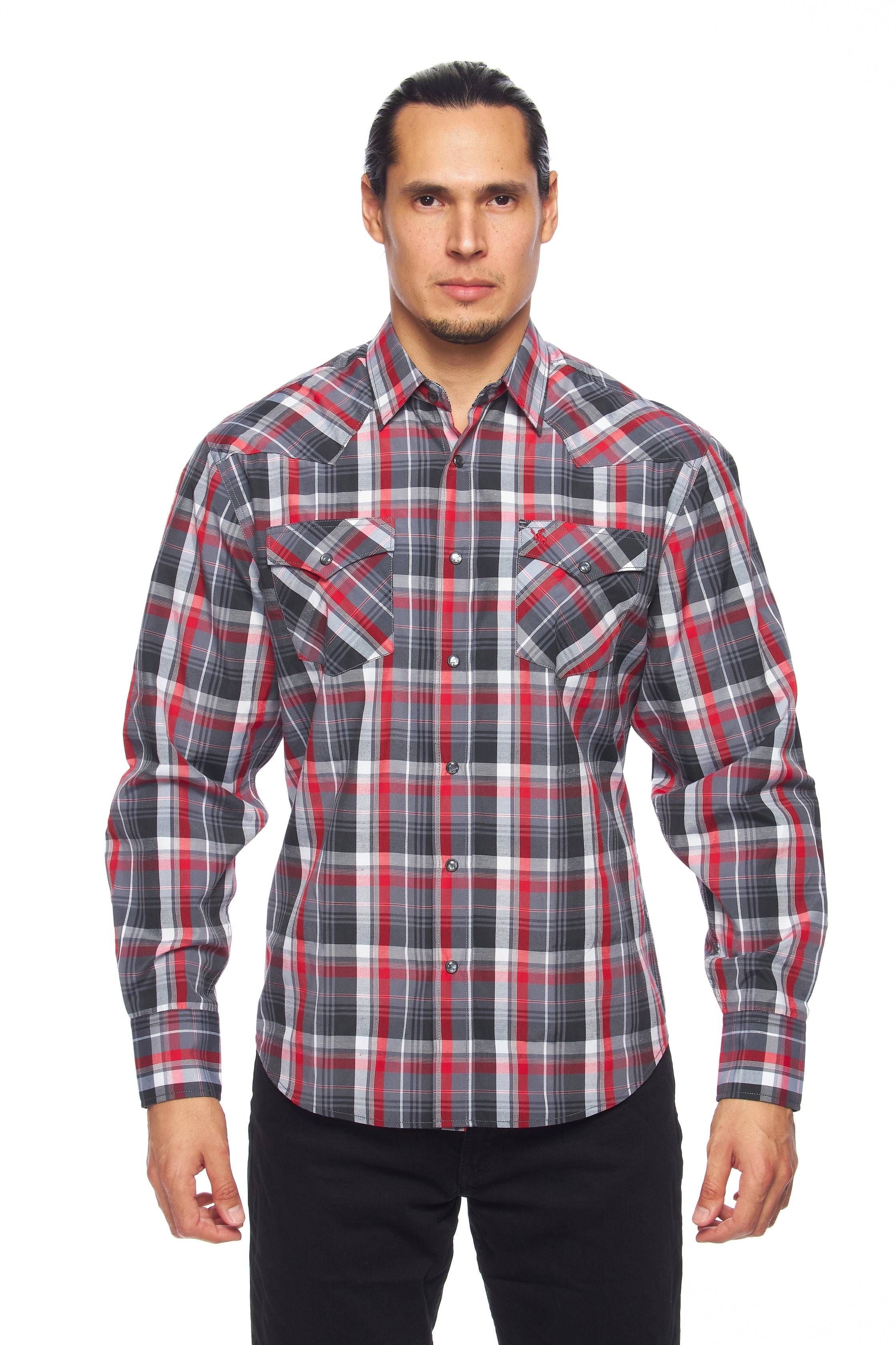 Men's Western Long Sleeve Pearl Snap Plaid Shirt-PS400-402 - Rodeo Clothing wholesale 