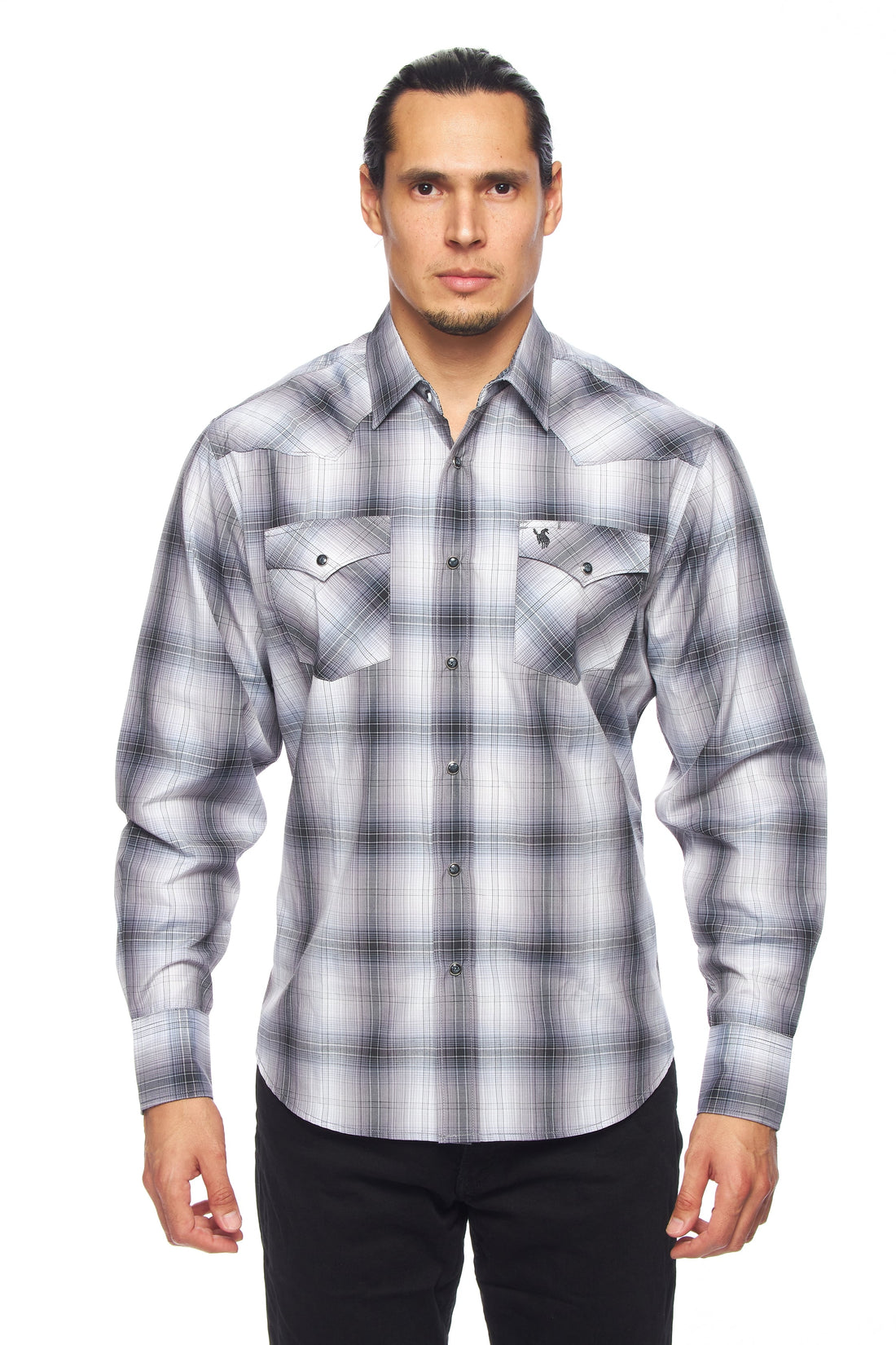 Men's Western Long Sleeve Pearl Snap Plaid Shirt-PS400-453 - Rodeo Clothing wholesale 