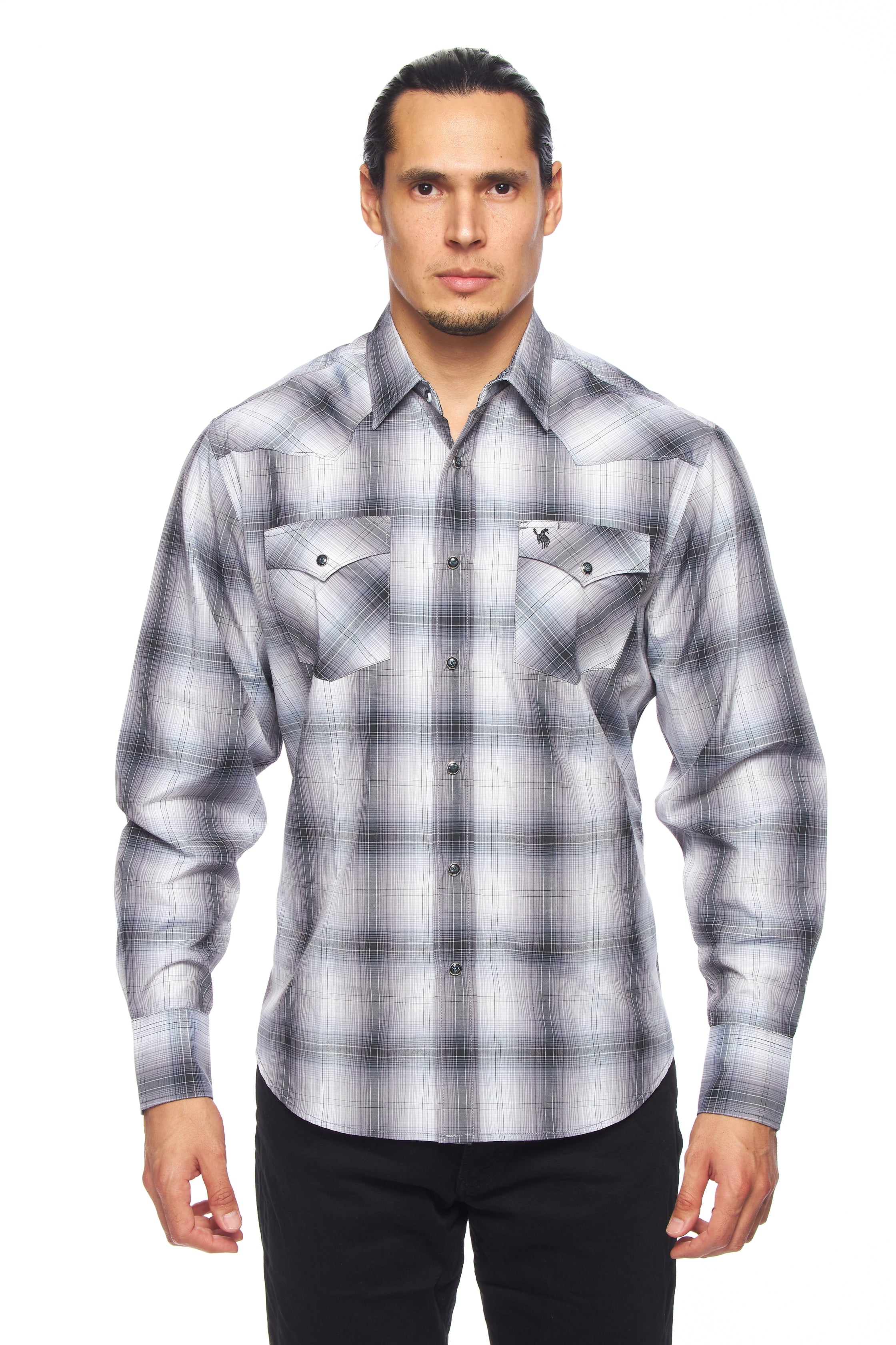 Men's Western Long Sleeve Pearl Snap Plaid Shirt-PS400-453 - Rodeo Clothing wholesale 