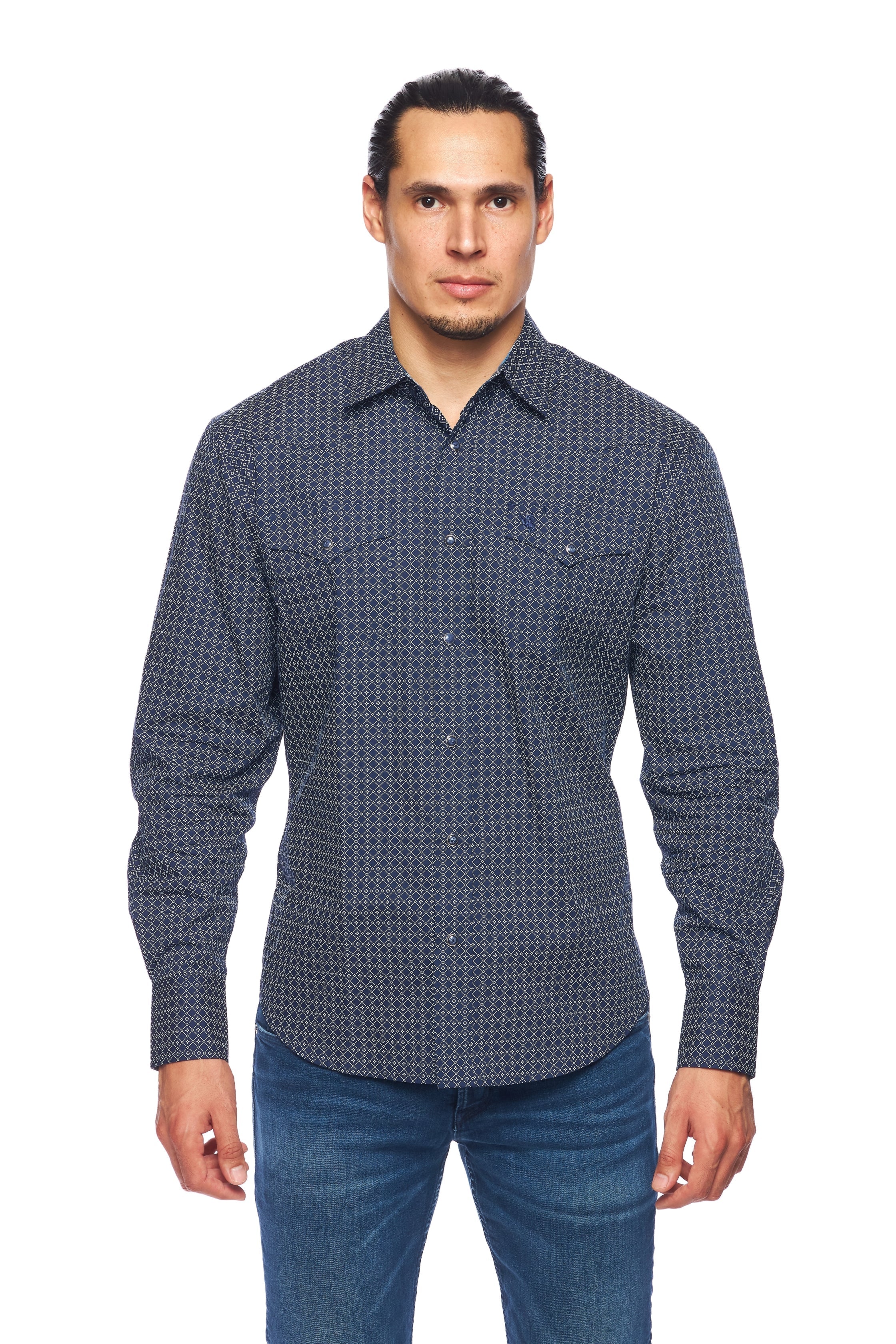 Men's Western Pearl Snap Print Shirt-PS100L-160 - Rodeo Clothing wholesale 