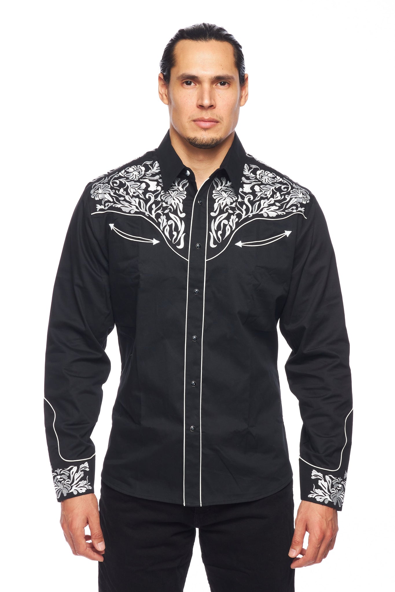 Men's Western Cowboy Embroidery Shirt -PS500L-562