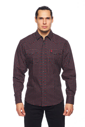 Men's Western Pearl Snap Print Shirt-PS100L-164 - Rodeo Clothing wholesale 