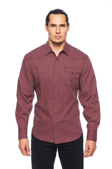 Men's Western Pearl Snap Print Shirt-PS100L-167 - Rodeo Clothing wholesale 