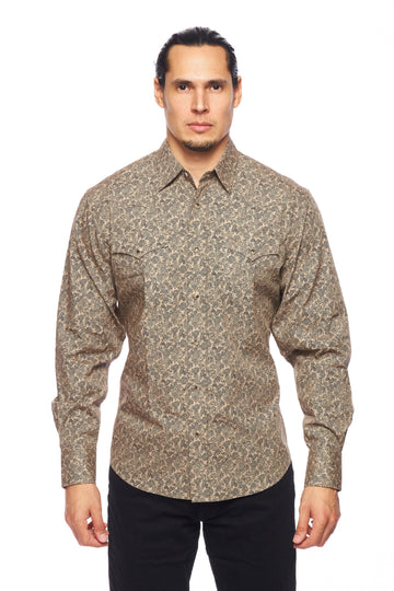 Men's Western Pearl Snap Print Shirt-PS100L-172 - Rodeo Clothing wholesale 