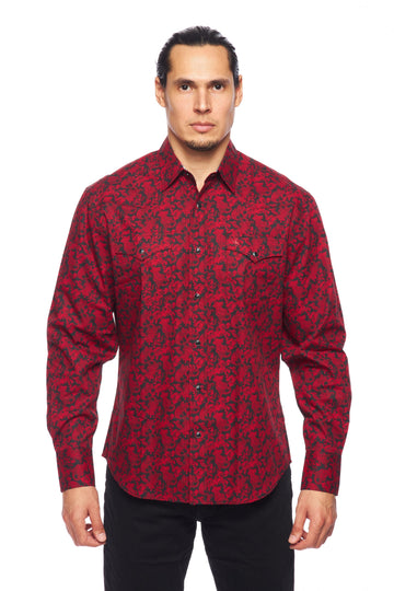 Men's Western Pearl Snap Print Shirt-PS100L-169 - Rodeo Clothing wholesale 