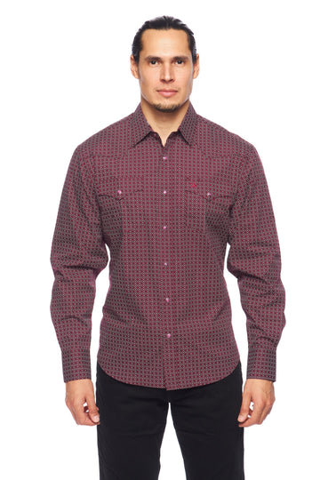 Men's Western Pearl Snap Print Shirt-PS100L-159 - Rodeo Clothing wholesale 