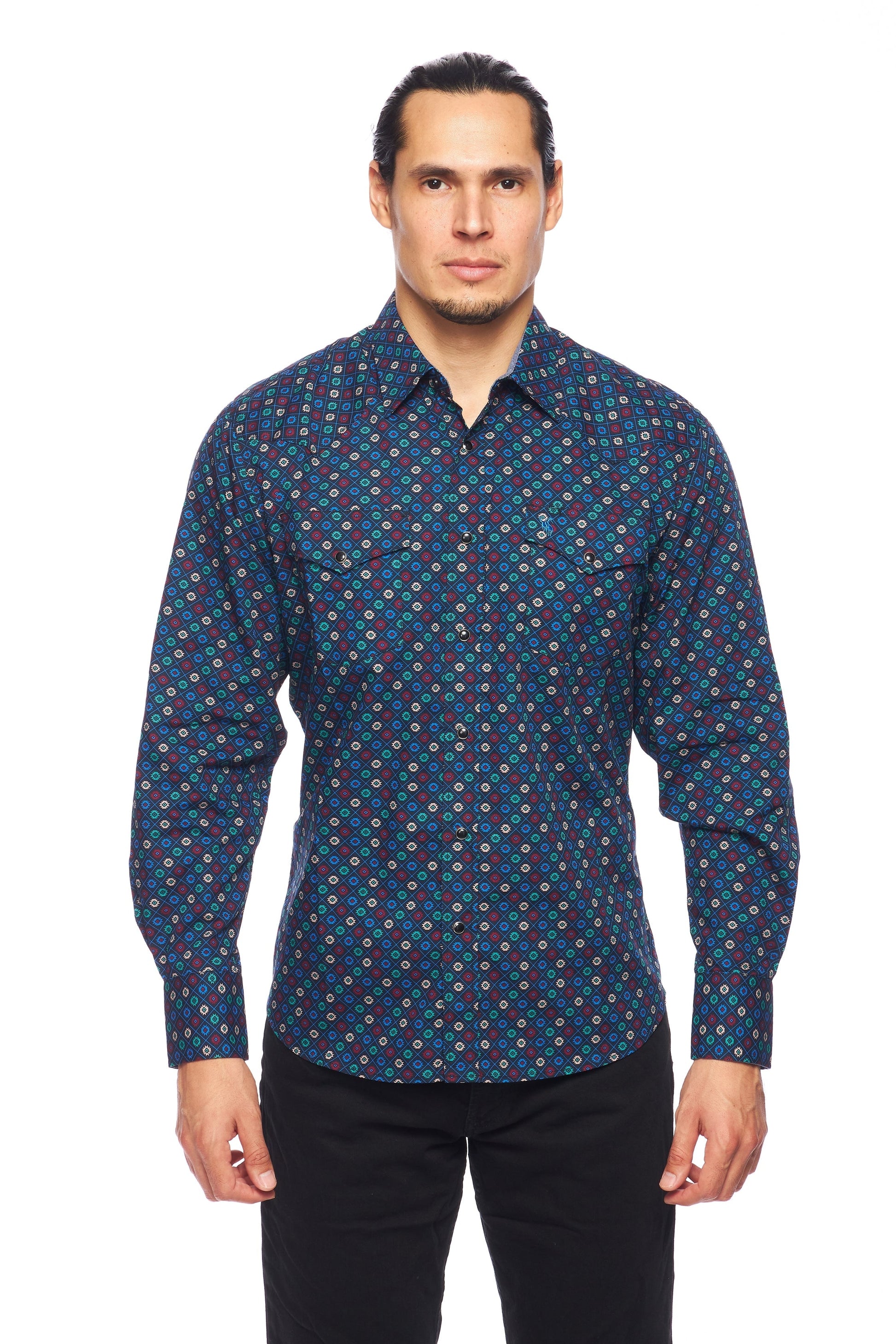 Men's Western Pearl Snap Print Shirt-PS100L-165 - Rodeo Clothing wholesale 