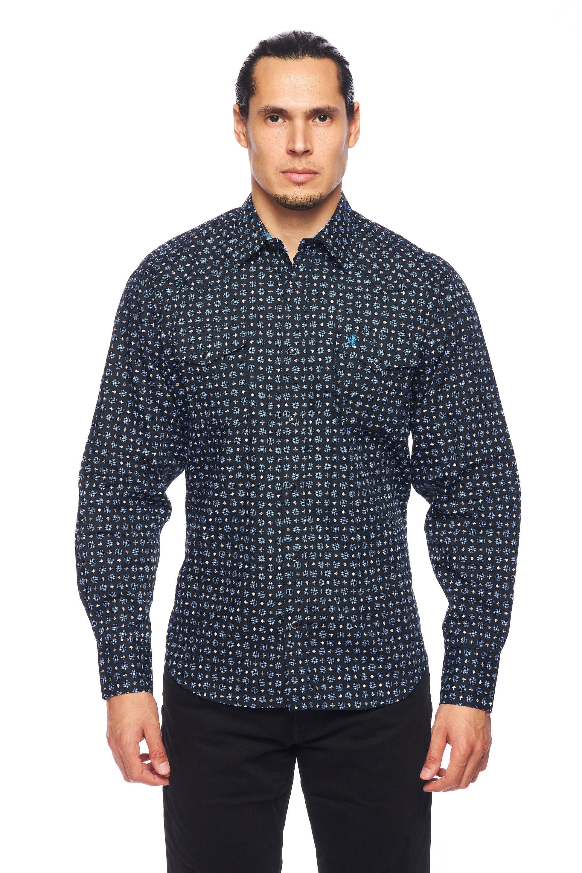 Men's Western Pearl Snap Print Shirt-PS100L-163 - Rodeo Clothing wholesale 