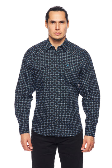 Men's Western Pearl Snap Print Shirt-PS100L-163 - Rodeo Clothing wholesale 