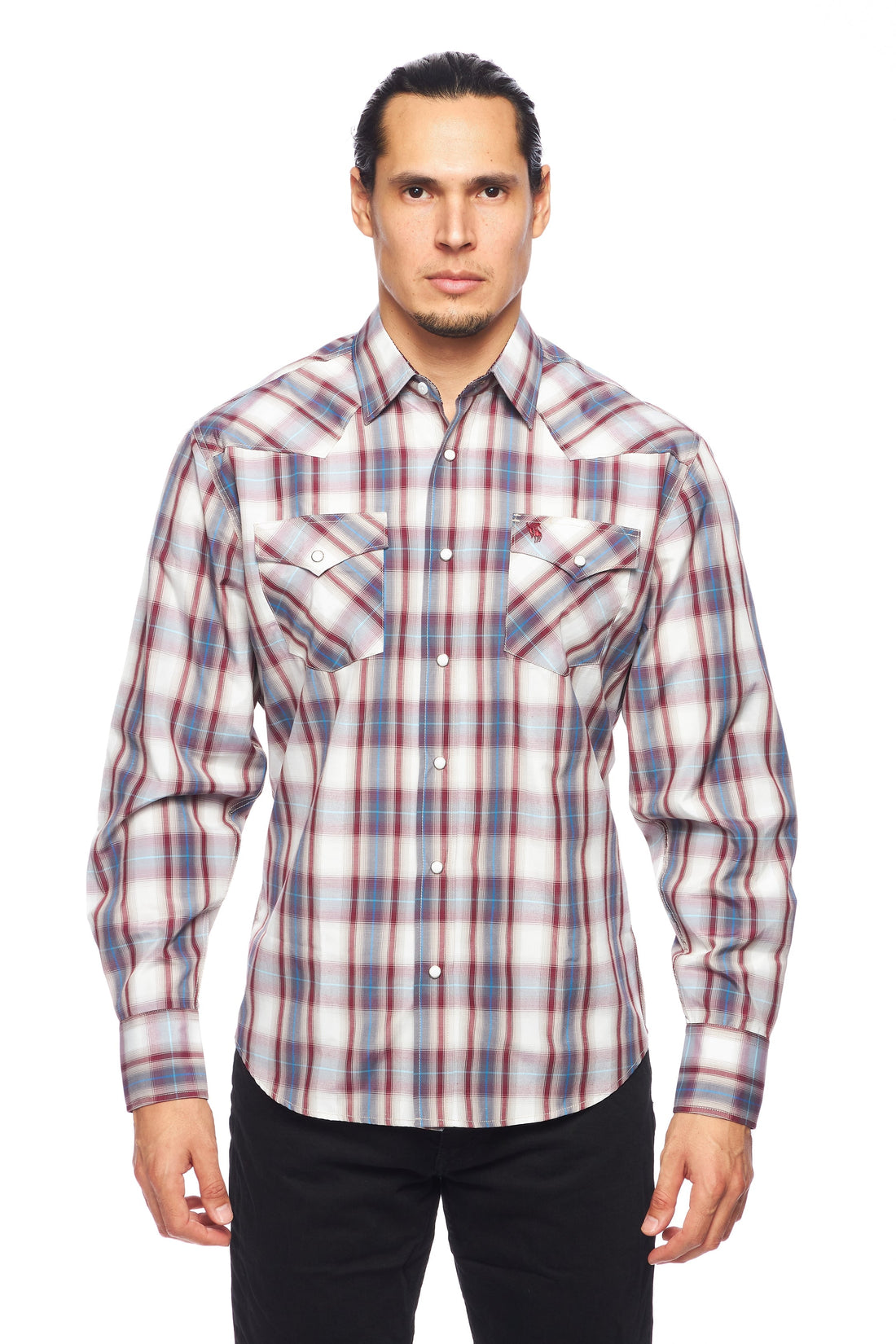 Men's Western Long Sleeve Pearl Snap Plaid Shirt-PS400-406 - Rodeo Clothing wholesale 