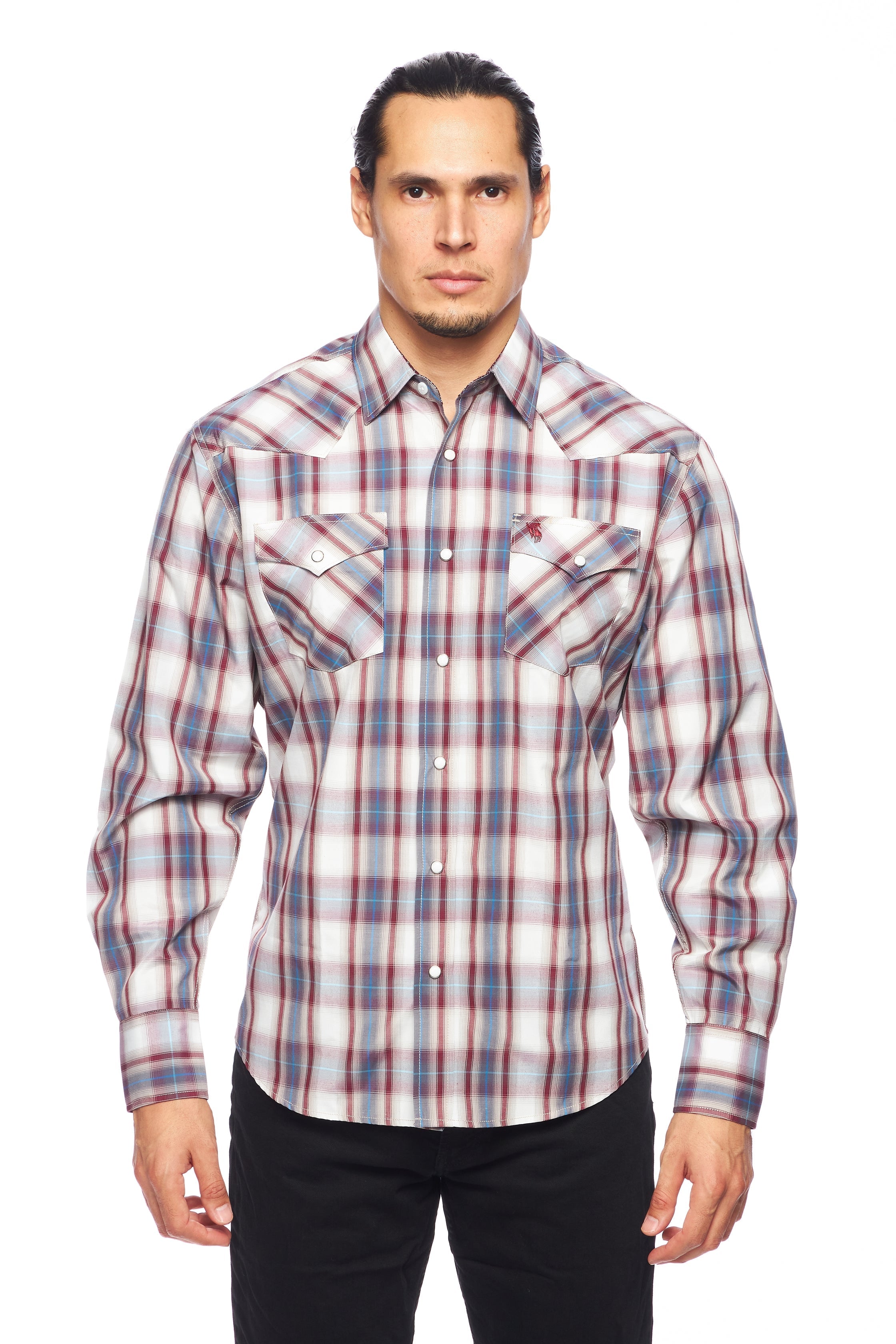 Men's Western Long Sleeve Pearl Snap Plaid Shirt-PS400-406 - Rodeo Clothing wholesale 