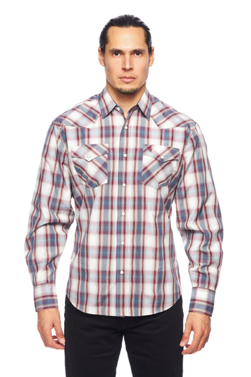 Men's Western Long Sleeve Pearl Snap Plaid Shirt-PS400-406 - Rodeo Clothing wholesale 