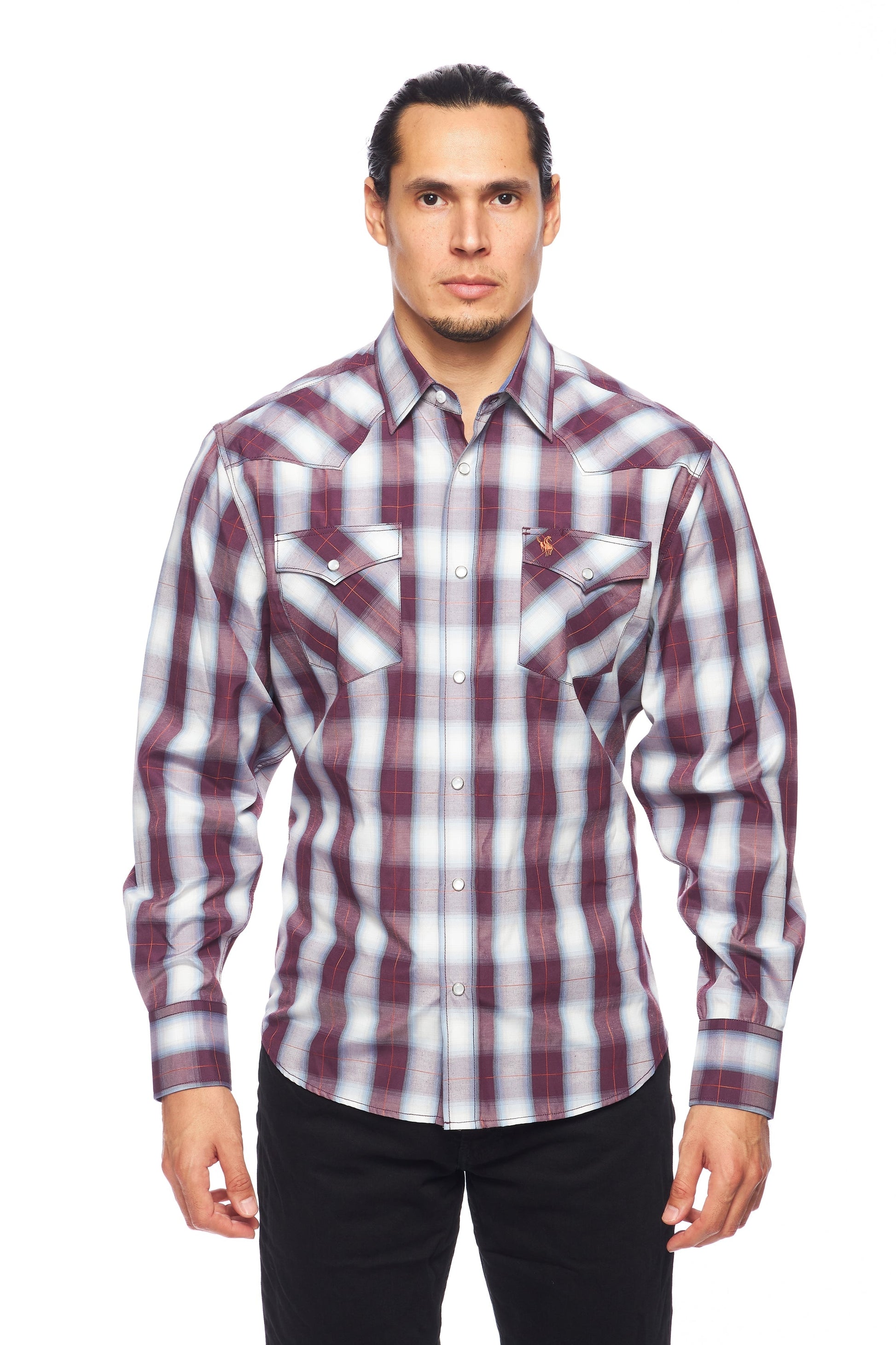 Men's Western Long Sleeve Pearl Snap Plaid Shirt-PS400-405 - Rodeo Clothing wholesale 
