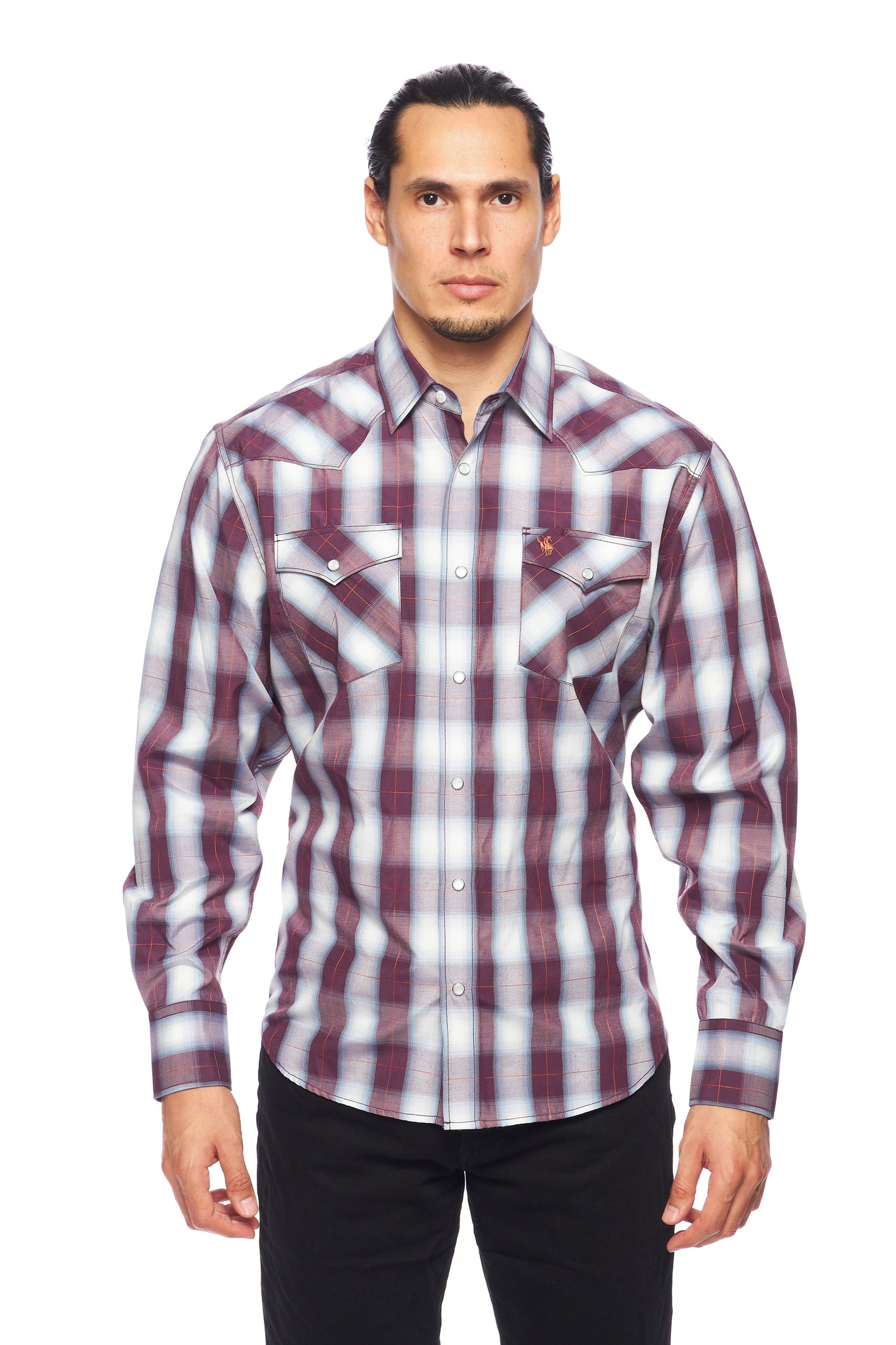 Men's Western Long Sleeve Pearl Snap Plaid Shirt - PS400-405