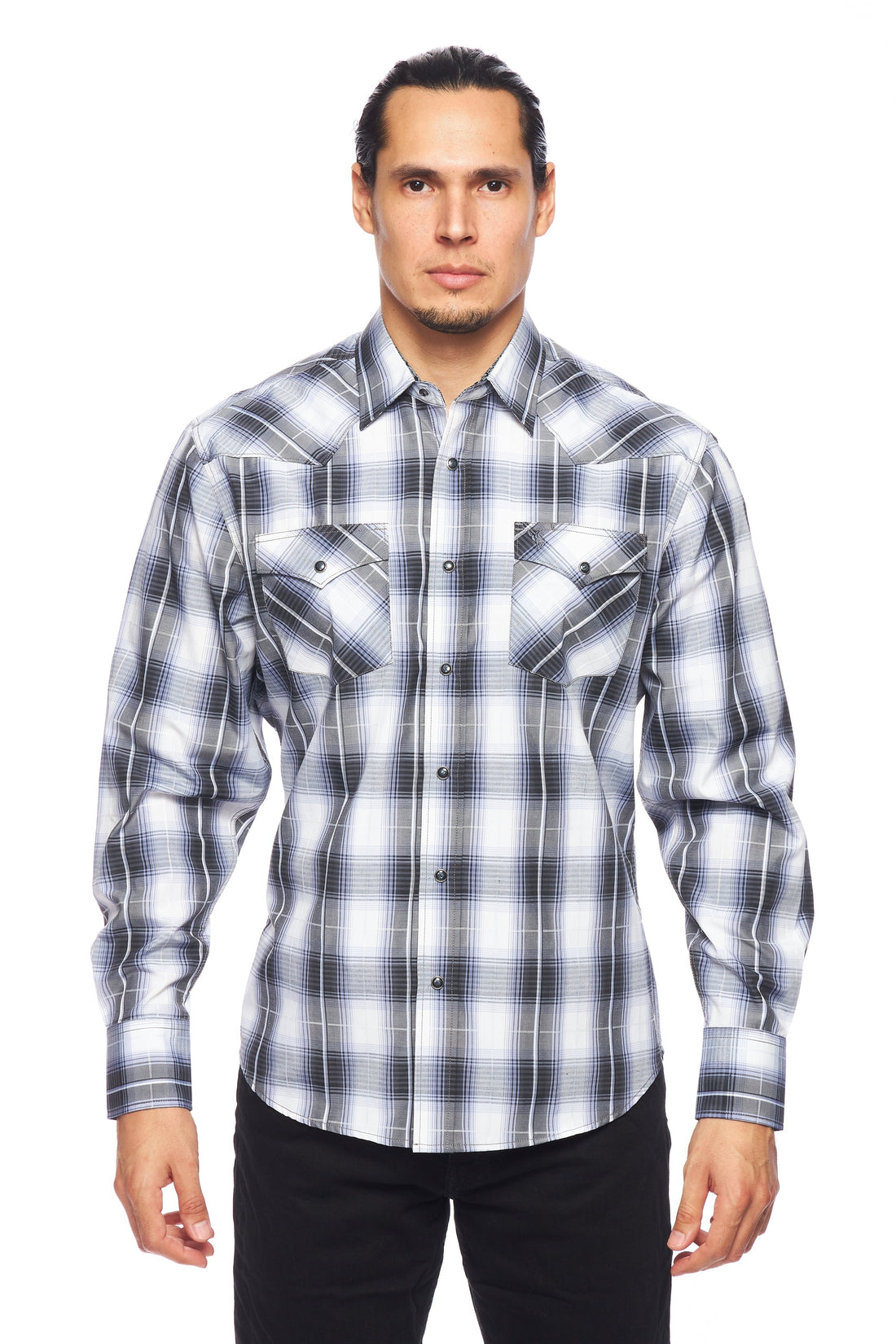 Men's Western Long Sleeve Pearl Snap Plaid Shirt-PS400-486 - Rodeo Clothing wholesale 