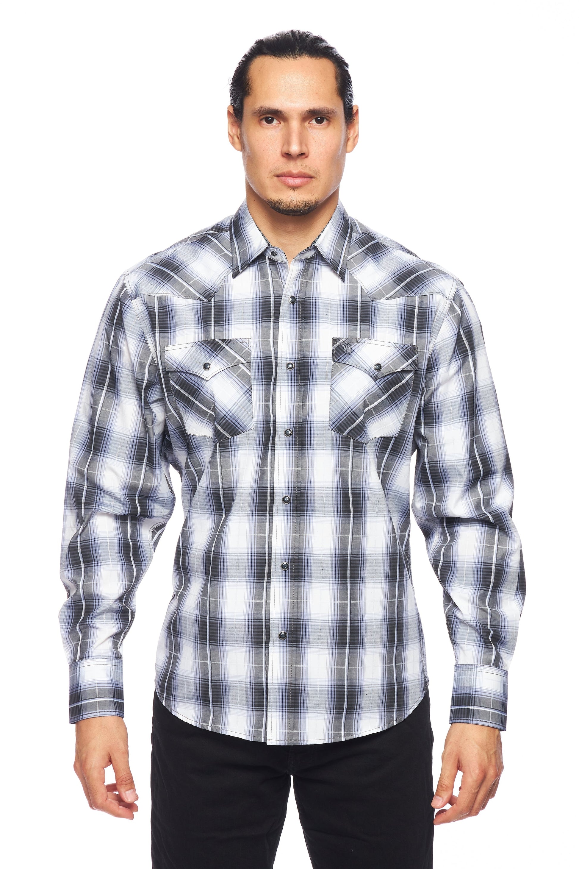 Men's Western Long Sleeve Pearl Snap Plaid Shirt-PS400-486 - Rodeo Clothing wholesale 