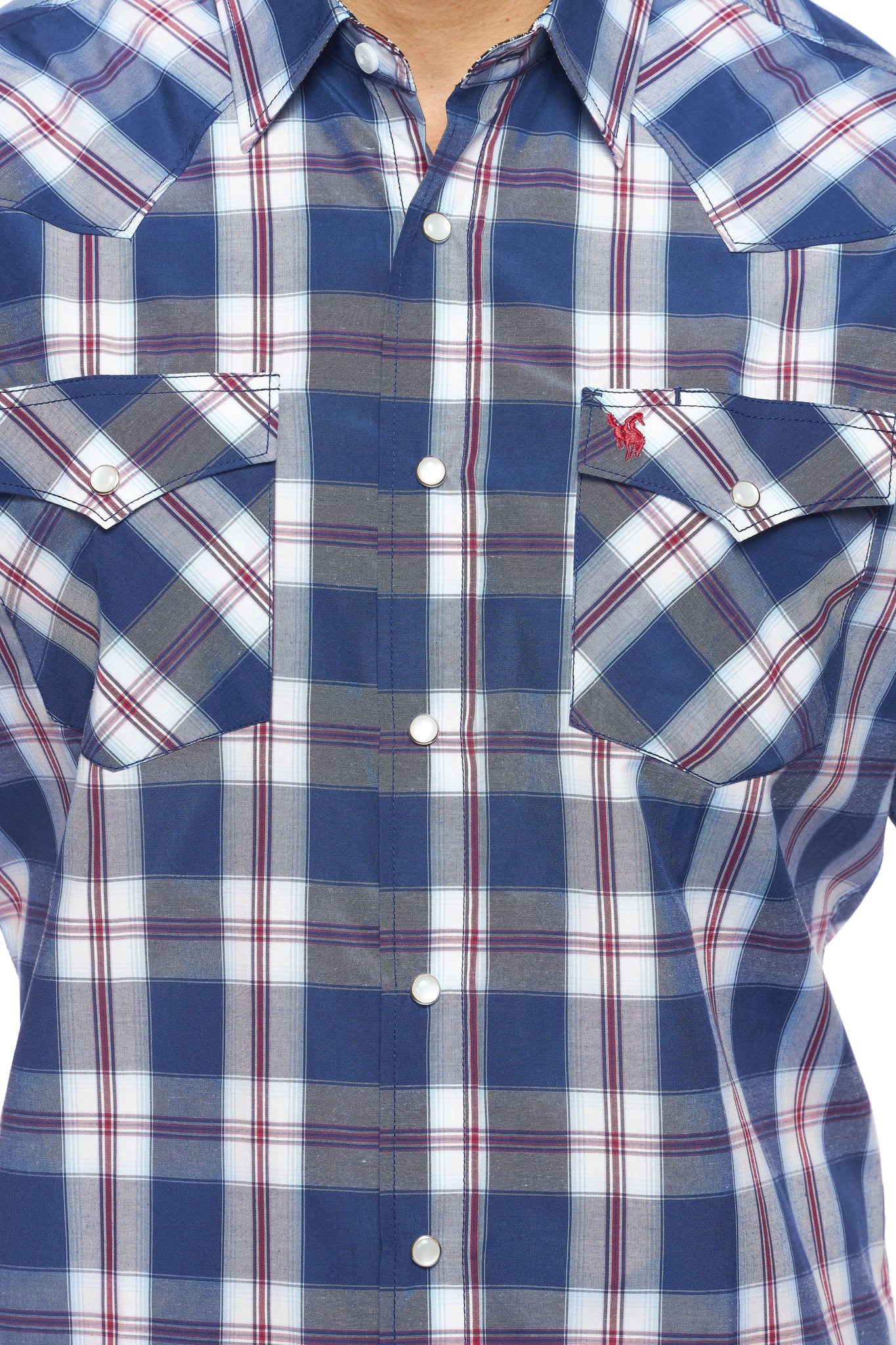 Men's Western Short Sleeve Pearl Snaps Plaid Shirt -PS400S-403